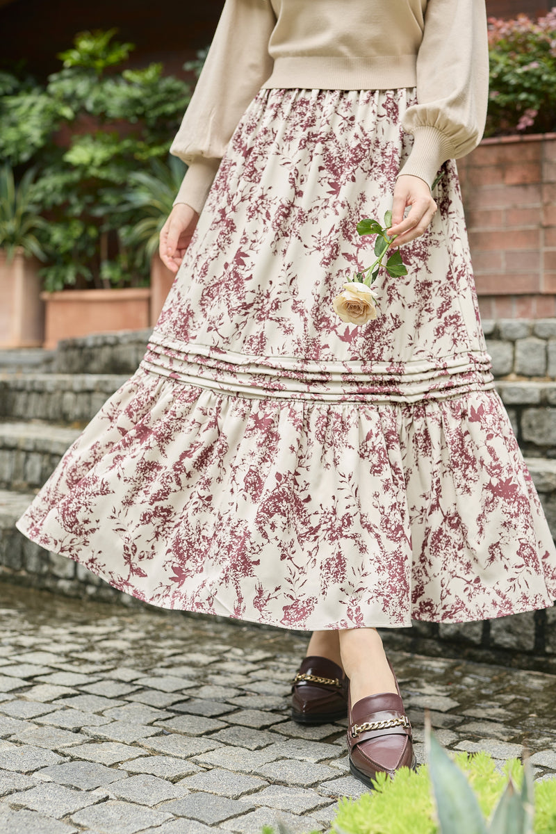 スカートHerlipto  Floral Jacquard Peplum Skirt S