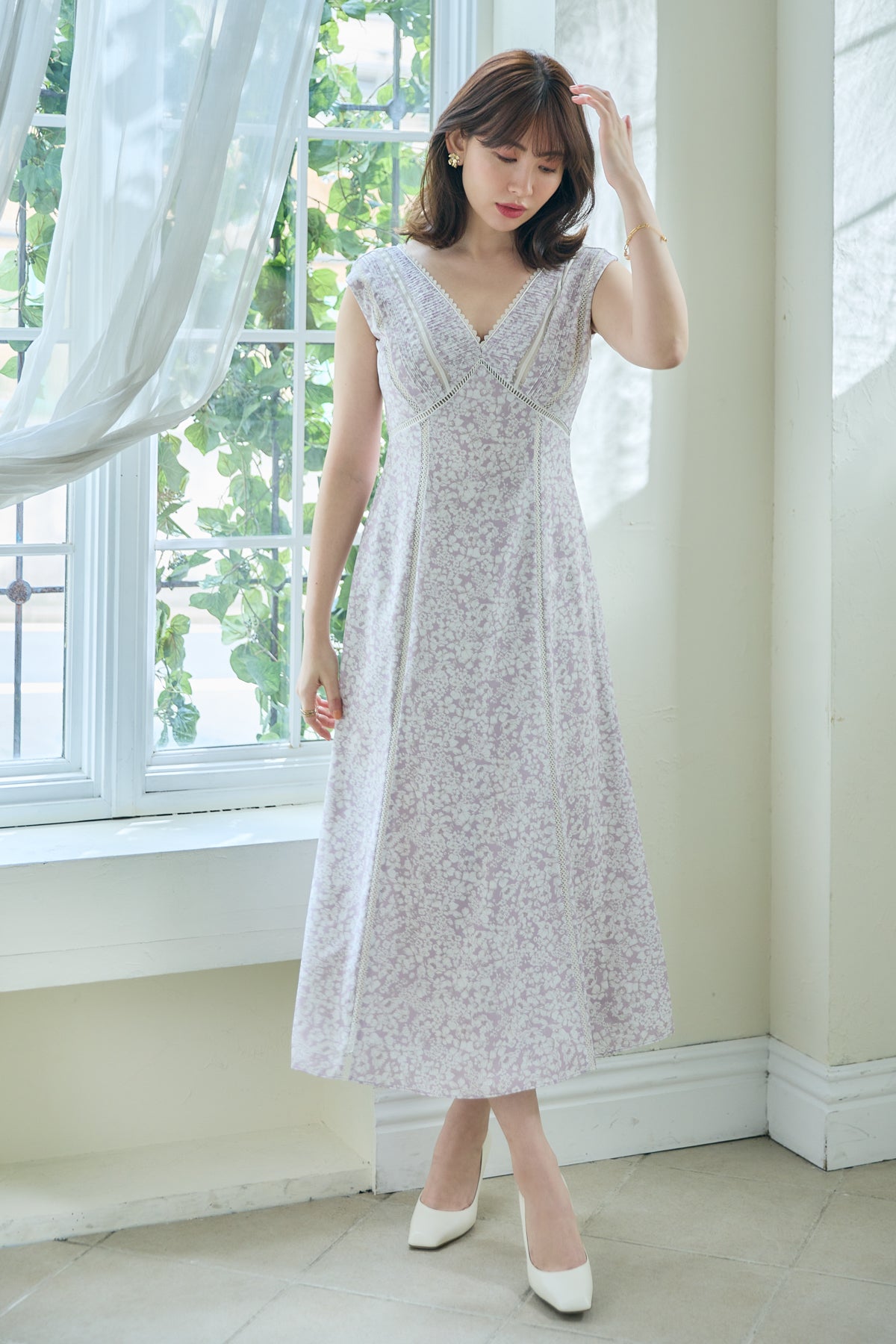 herlipto Lace Trimmed Floral Dress　フローラル