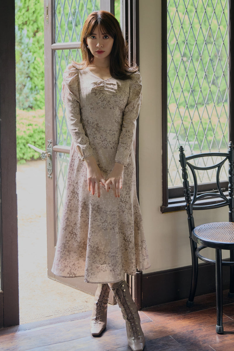 Herlipto Meurice Pleated Lace Dress ロングワンピース | red-village.com