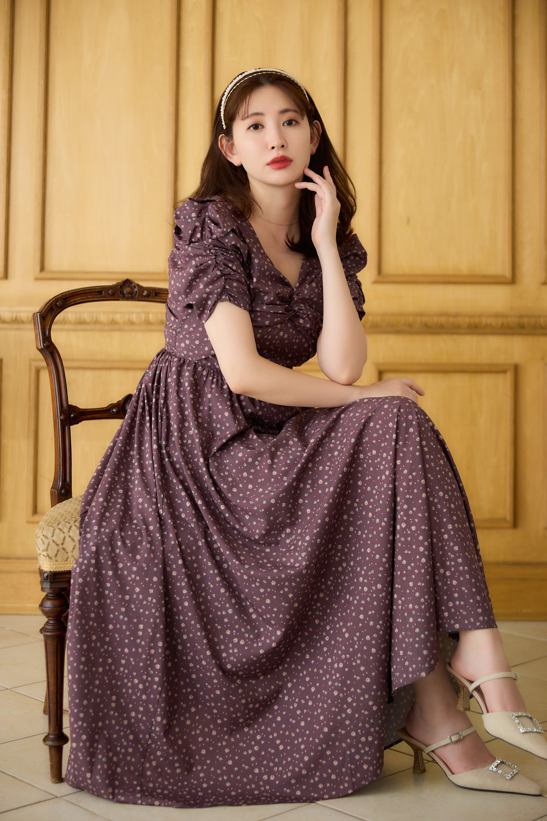 全国宅配無料 ハーリップトゥ Roseraie M ローズウッド Dress Long