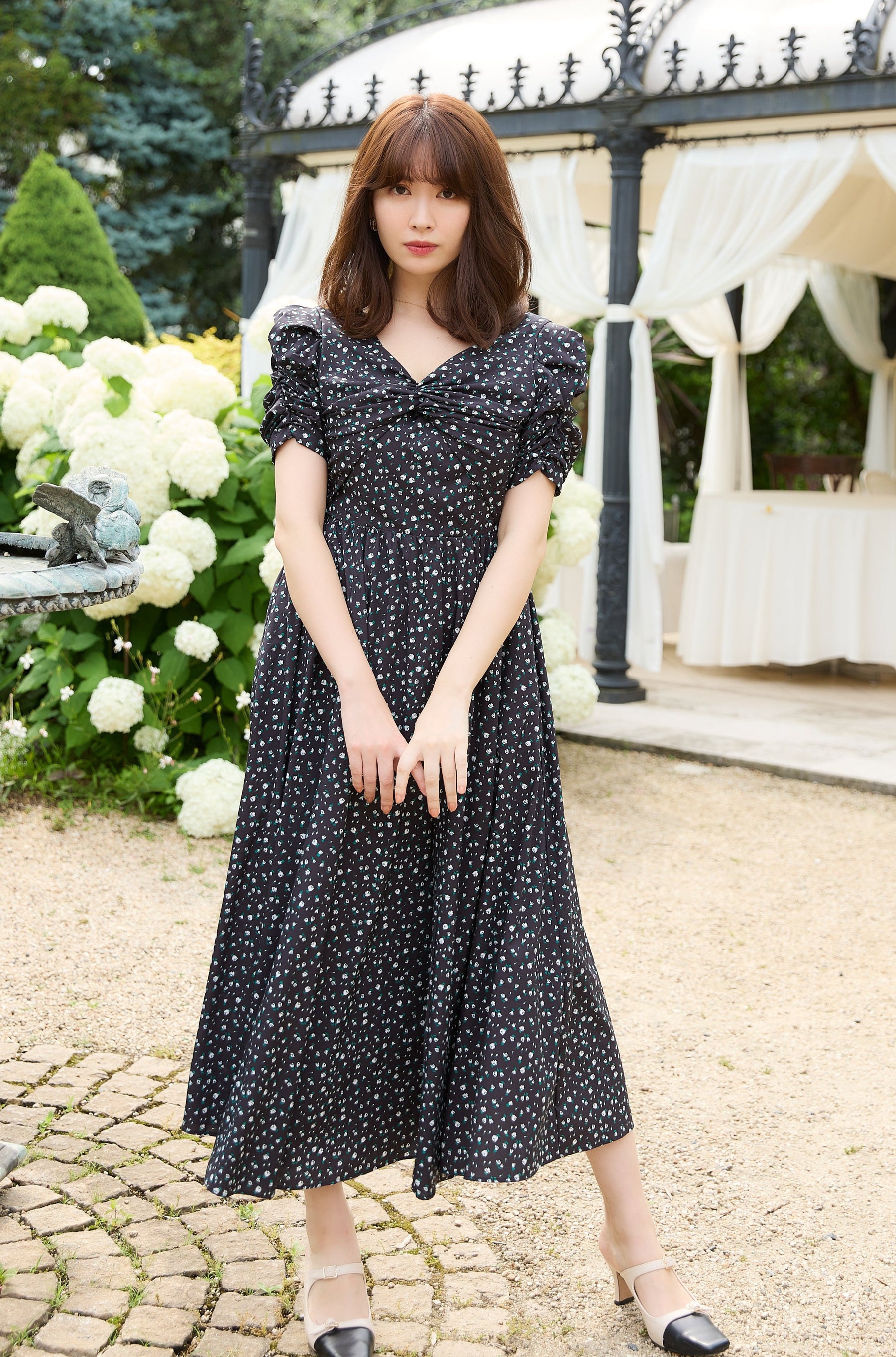 herlipto Orangerie Dot Long Dress black - www.sorbillomenu.com