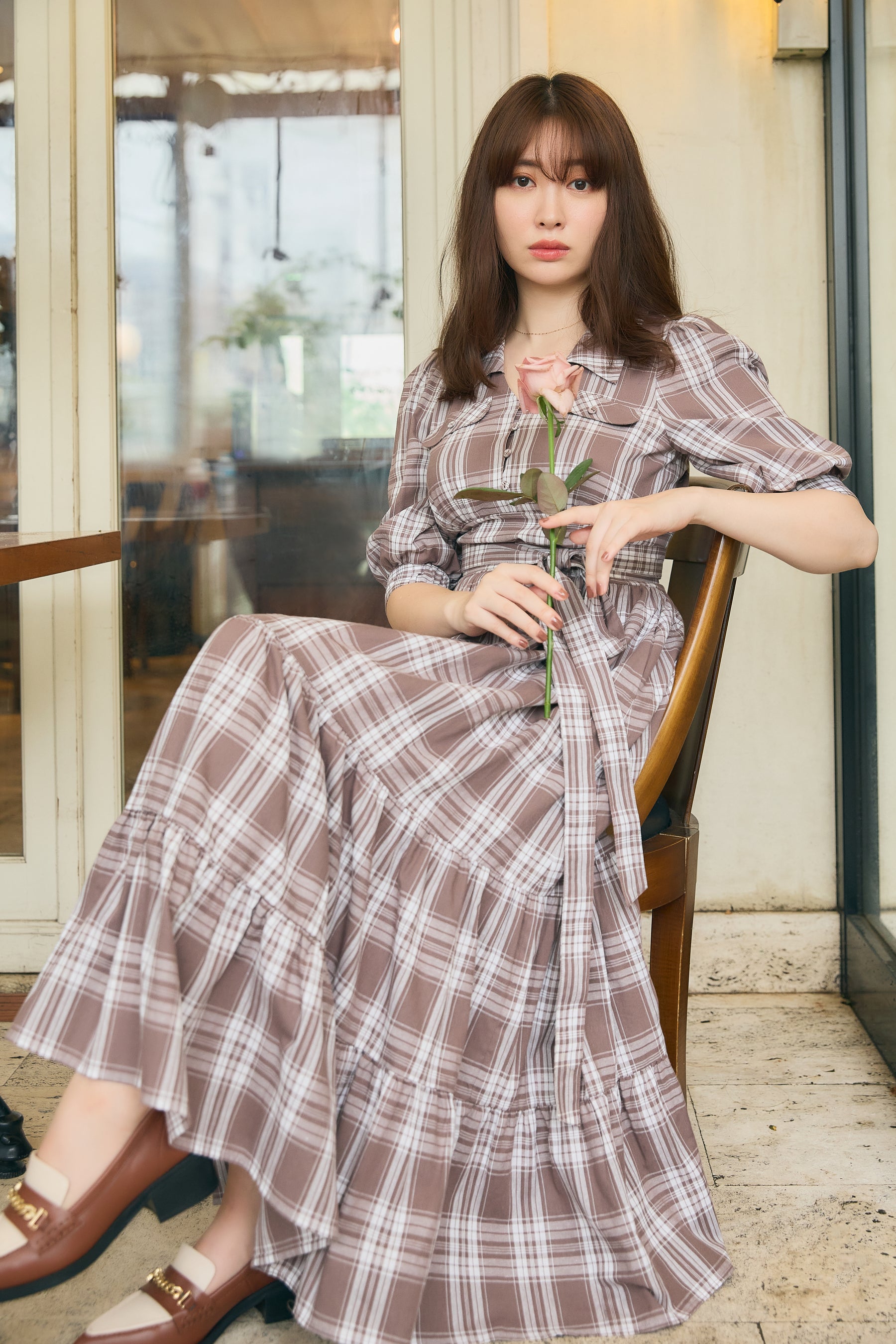 herlipto Bergamo Plaid Tieaed Long Dress-