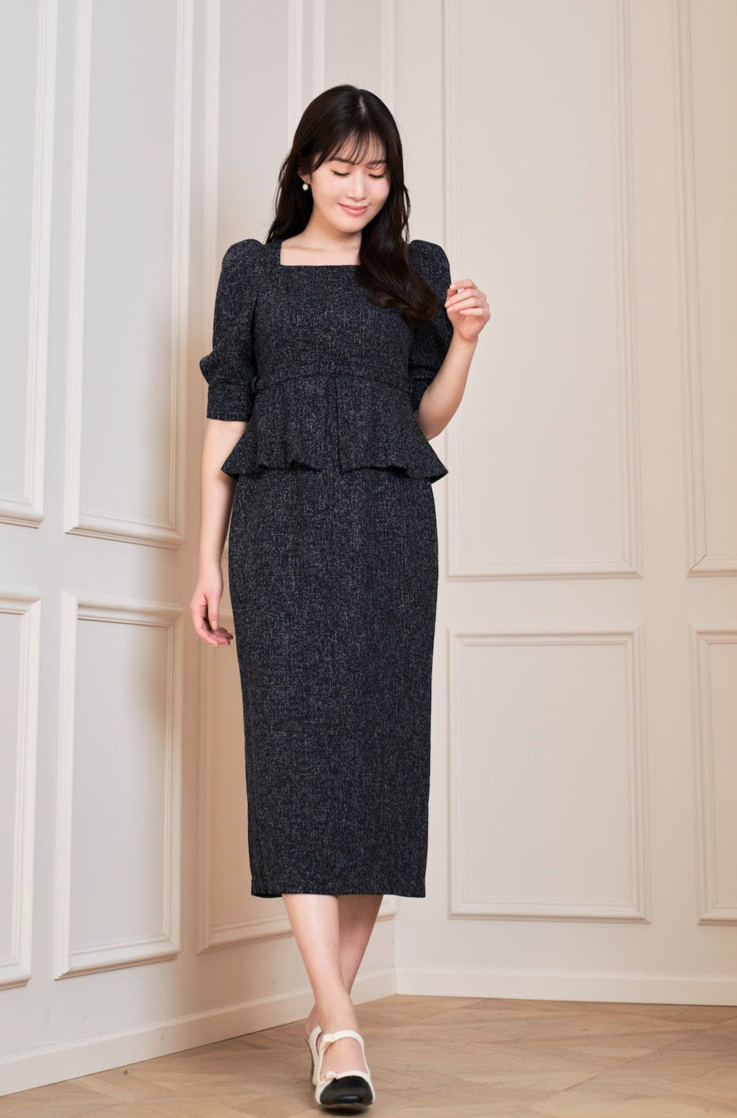 お買い得！】 Allure herlipto Tweed Dress Midi ロングワンピース