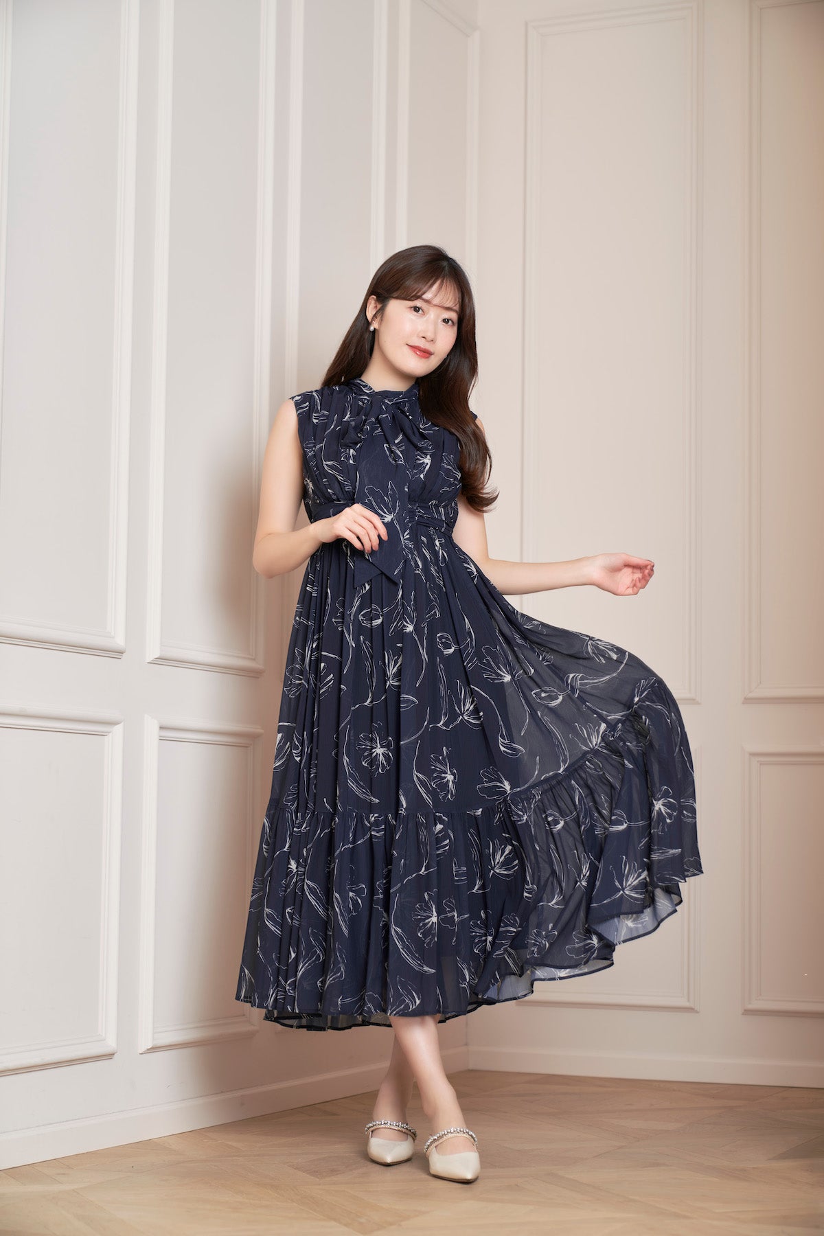 herlipto Tulip Chiffon Long Dress - ロングワンピース