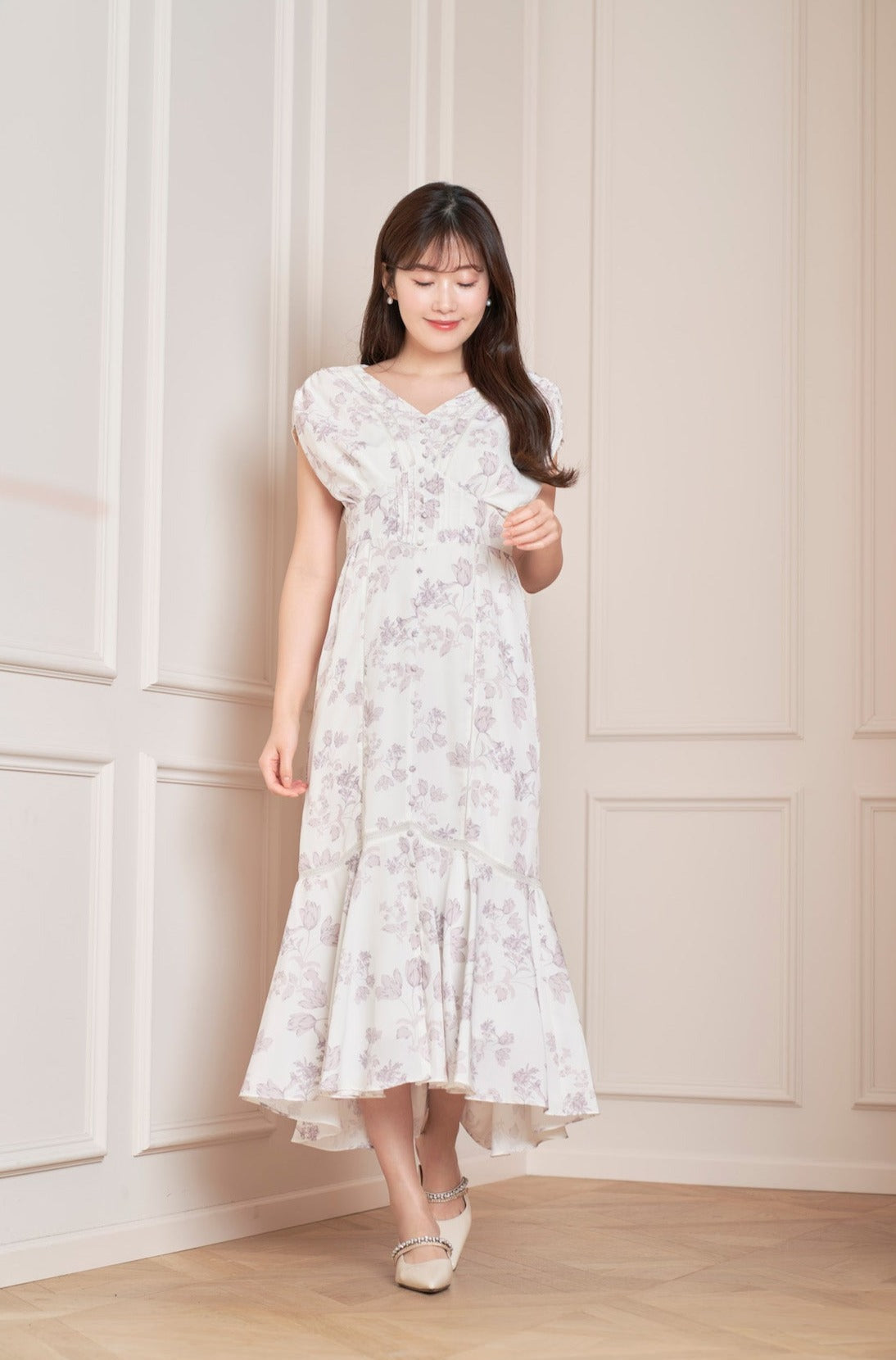 Royal Garden Floral Dress ハーリップトゥ Mサイズ - ロング