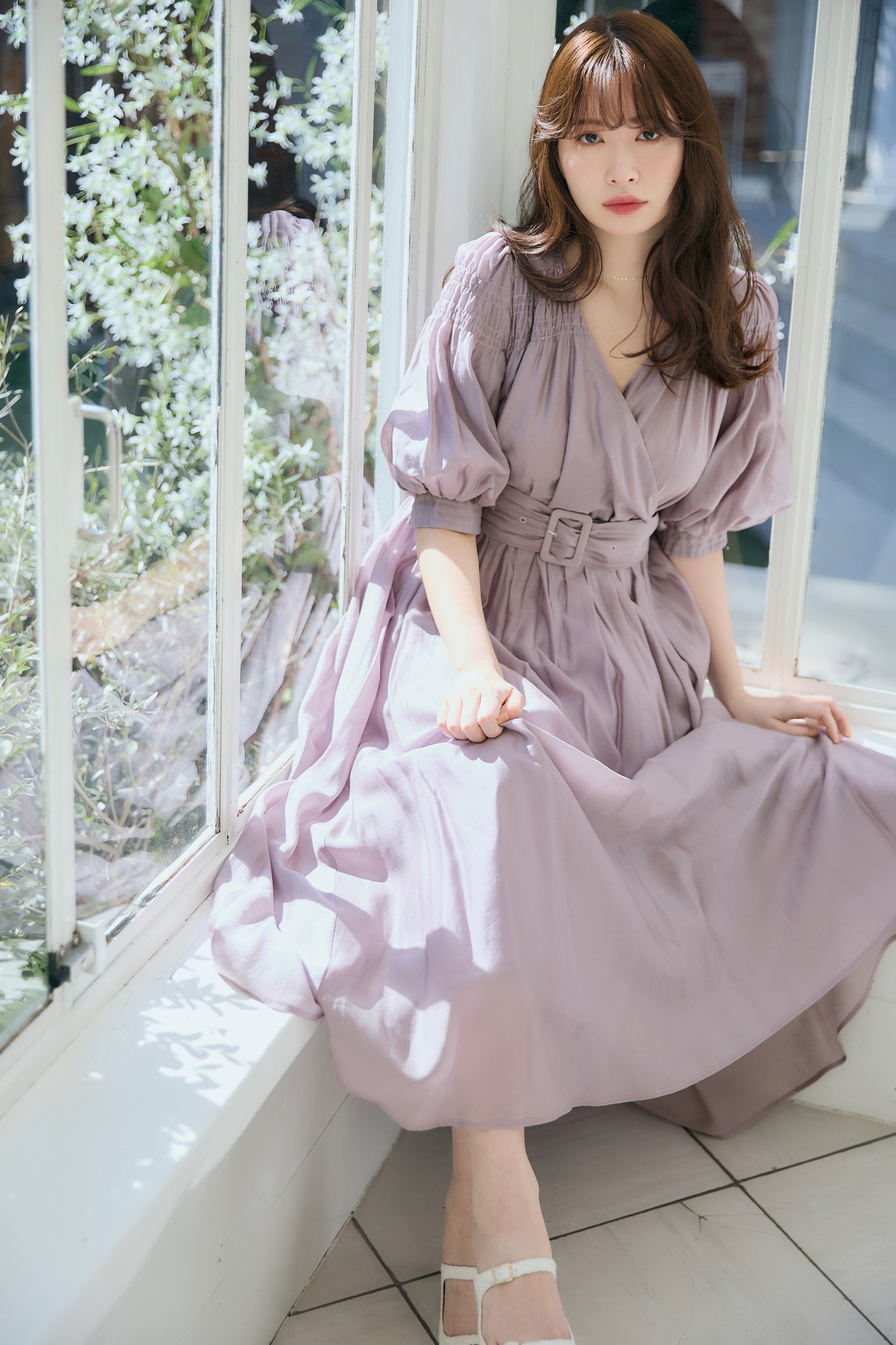 Airy Volume Sleeve Dress Coral ロングワンピース | endageism.com