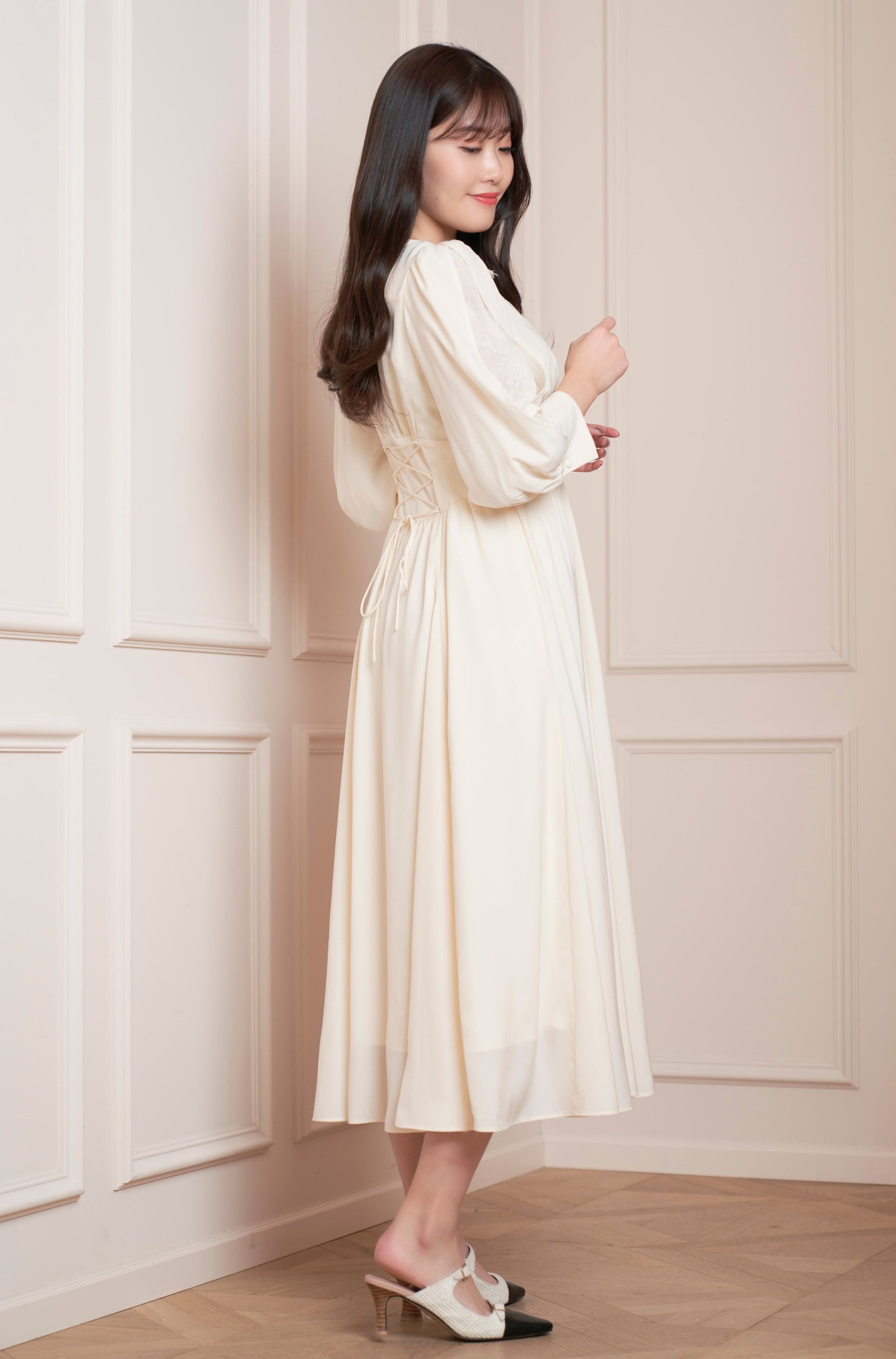 herlipto Lace Sleeve Crepe Long Dress67袖丈 - pacdiecast.com