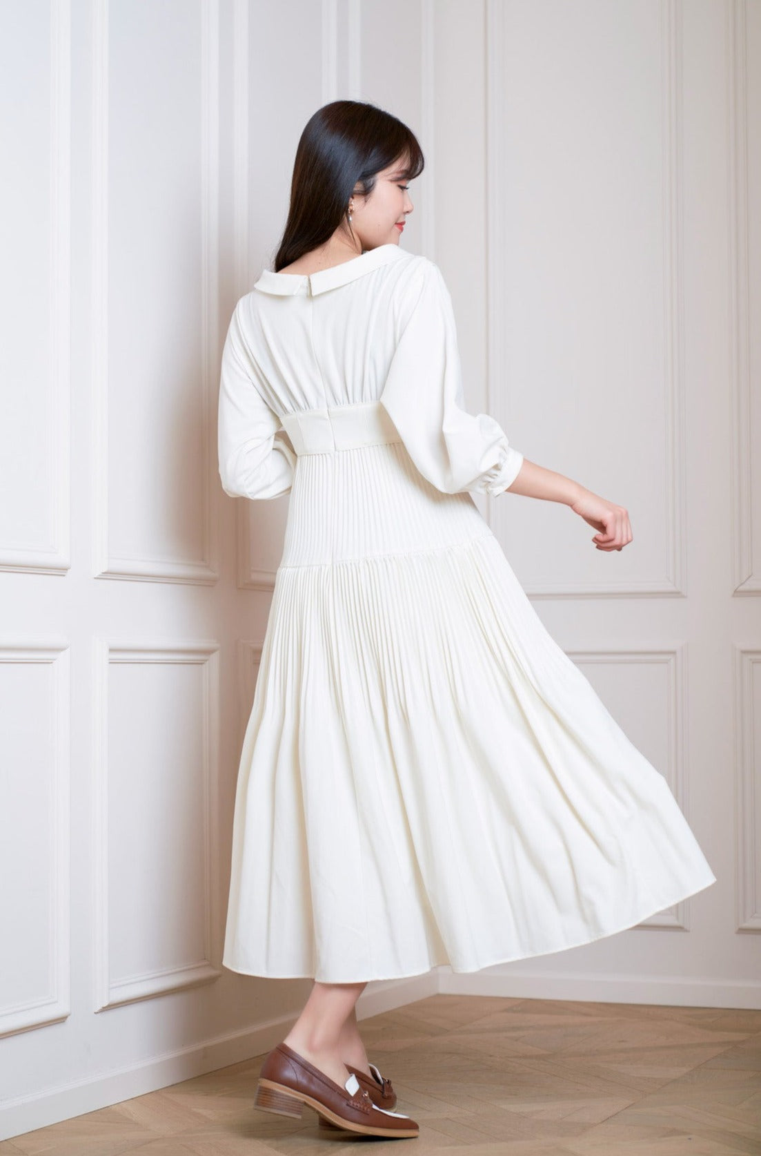 贈る結婚祝い Open Herlipto♡ ロングワンピース Pleated Shirt Dress