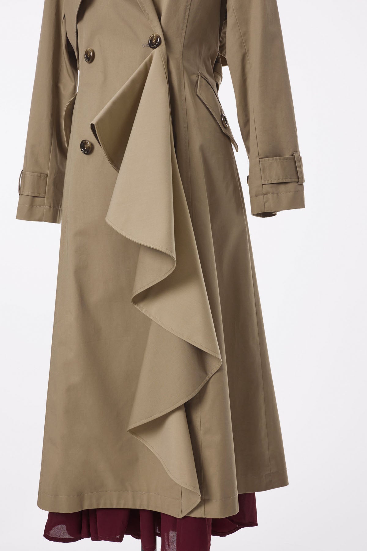 Gaba Ruffled Cotton Trench Coat [S] | codipsa.com.py