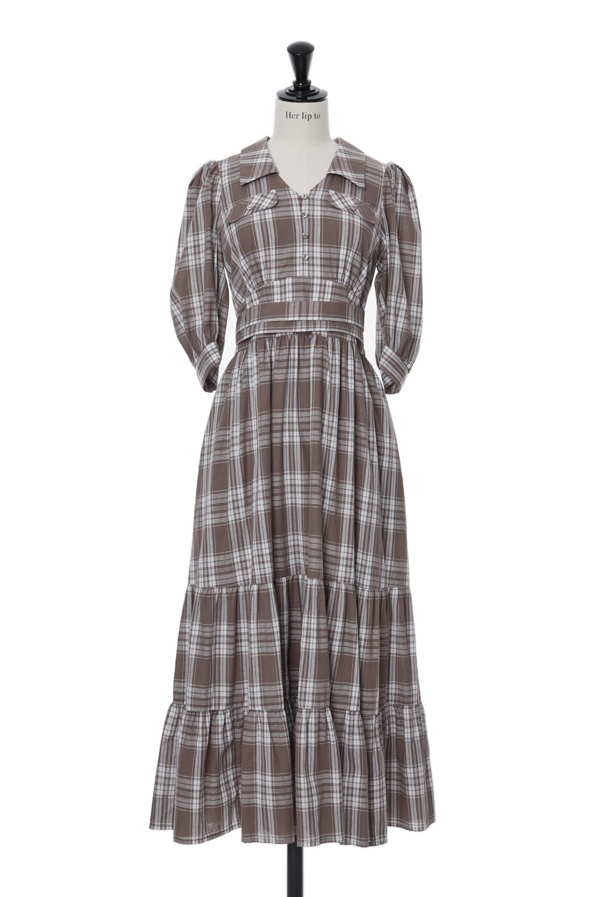 herlipto Bergamo Plaid Tieaed Long Dress-