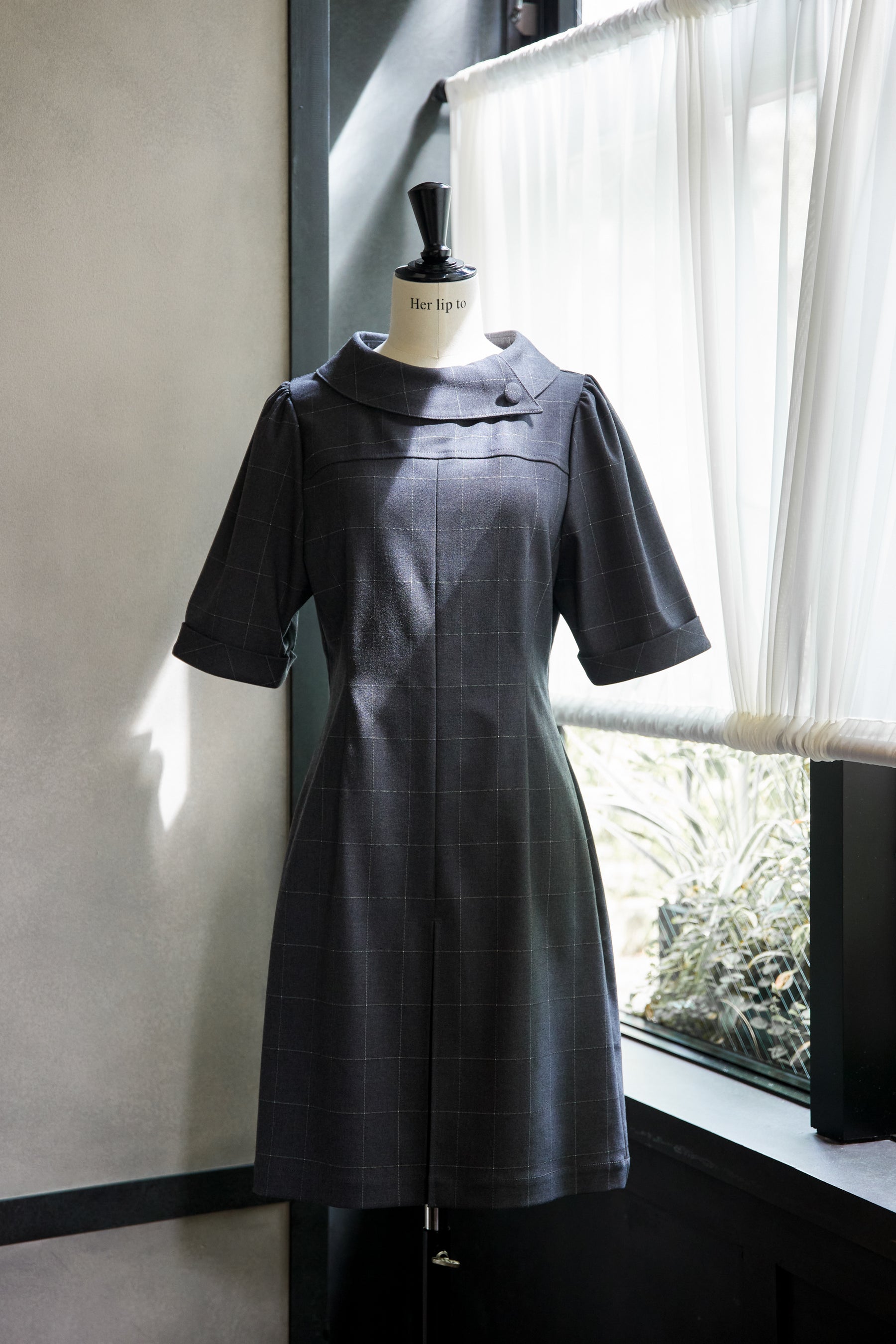 Herlipto Line Check Box Tuck Dress S - ワンピース