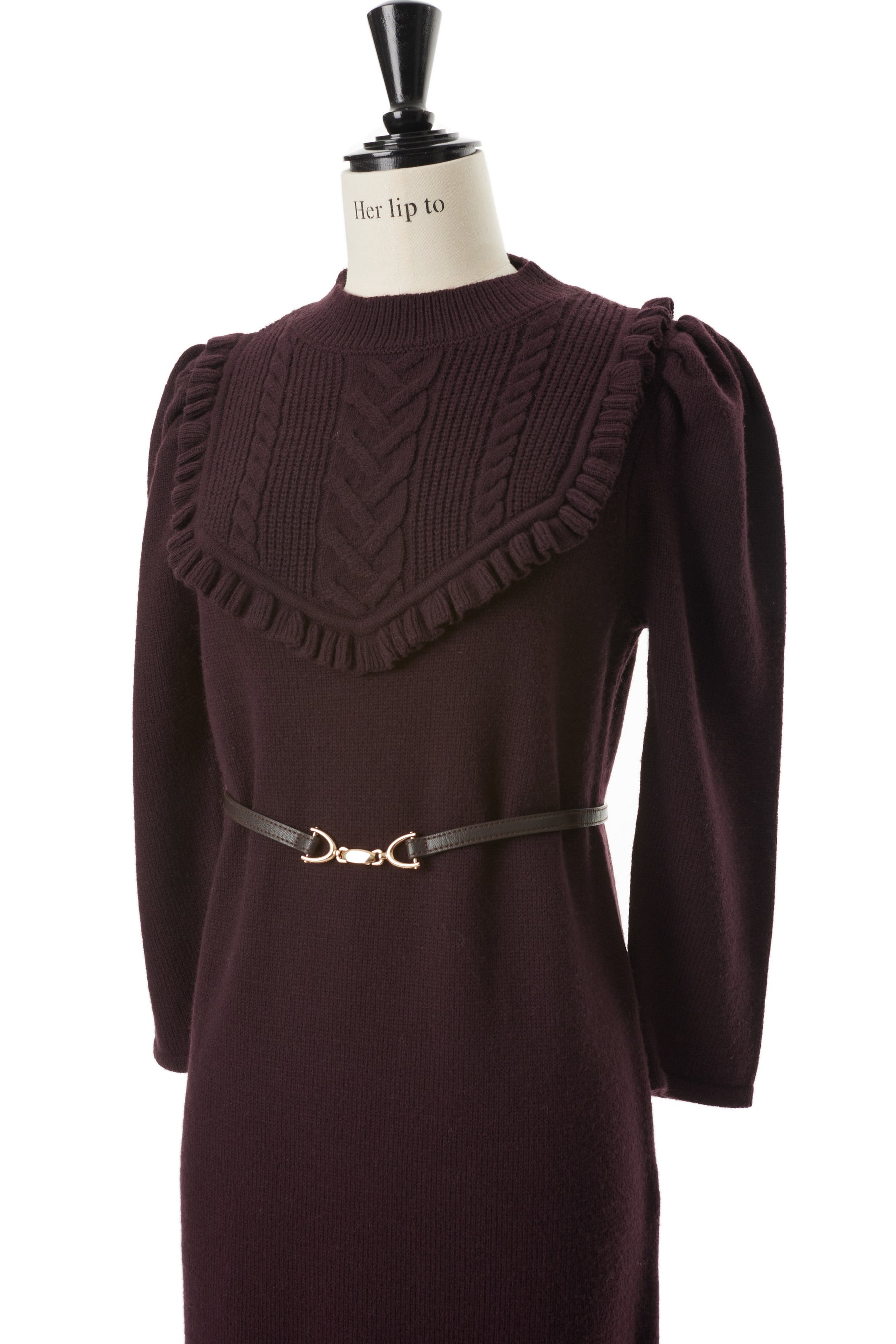 Herlipto Belted Ruffle Cable-Knit Dress | www.darquer.fr