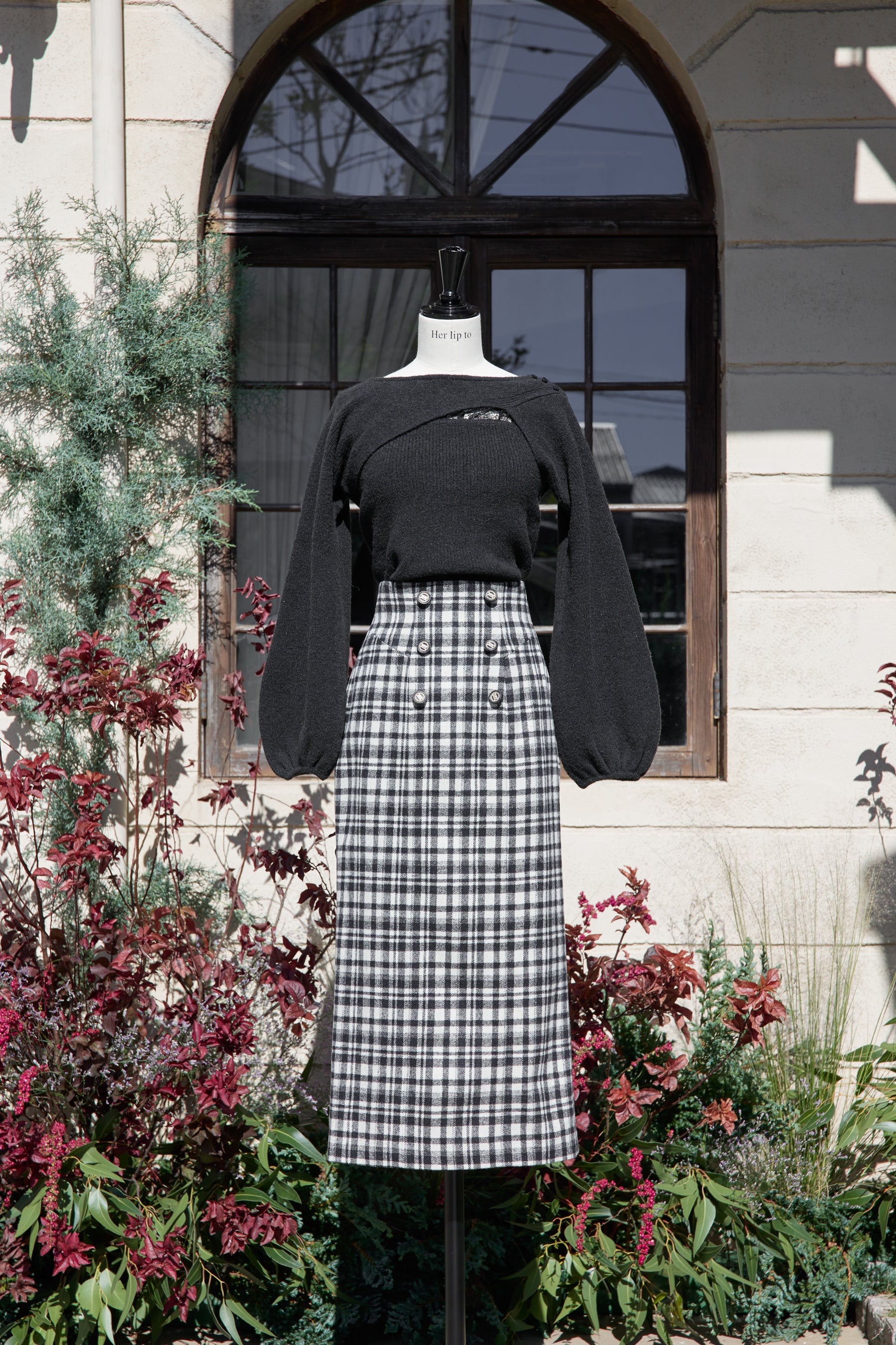 イングHerlipto Over Check Wool-Blend Skirt