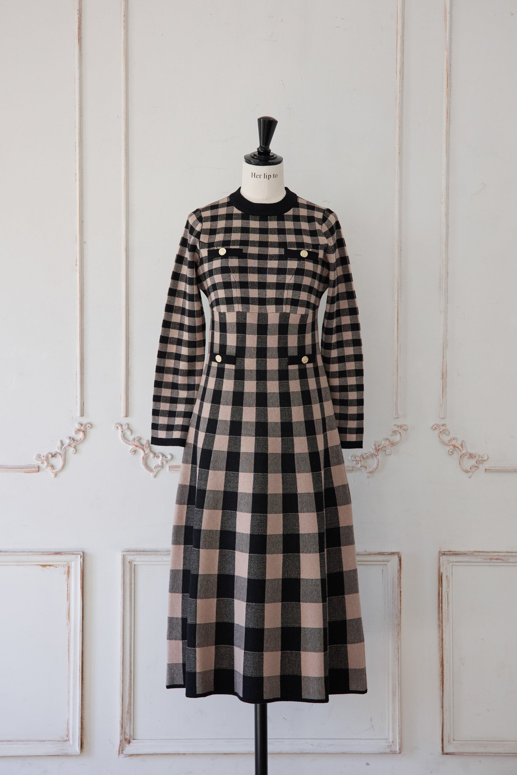 Plaid Jacquard Knit Dress