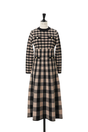 Plaid Jacquard Knit Dress