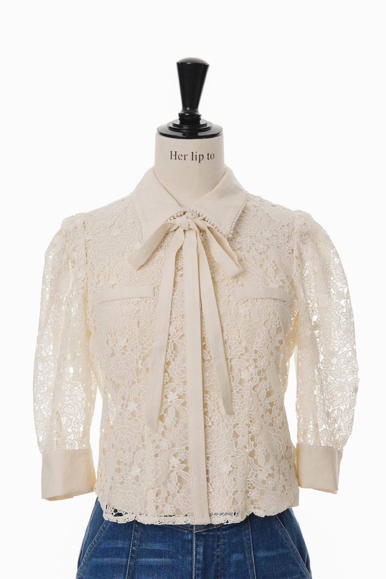 Gardenia Lace Bow-Tie Blouse - シャツ/ブラウス(長袖/七分)