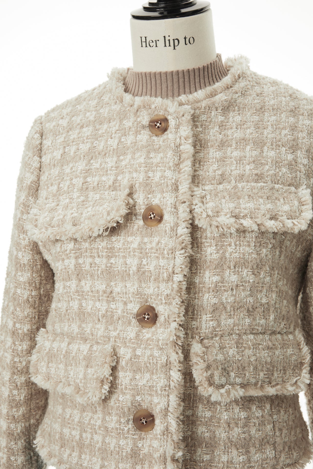 高価値セリー herlipto Wool-Blend Fancy Tweed Jacket tdh