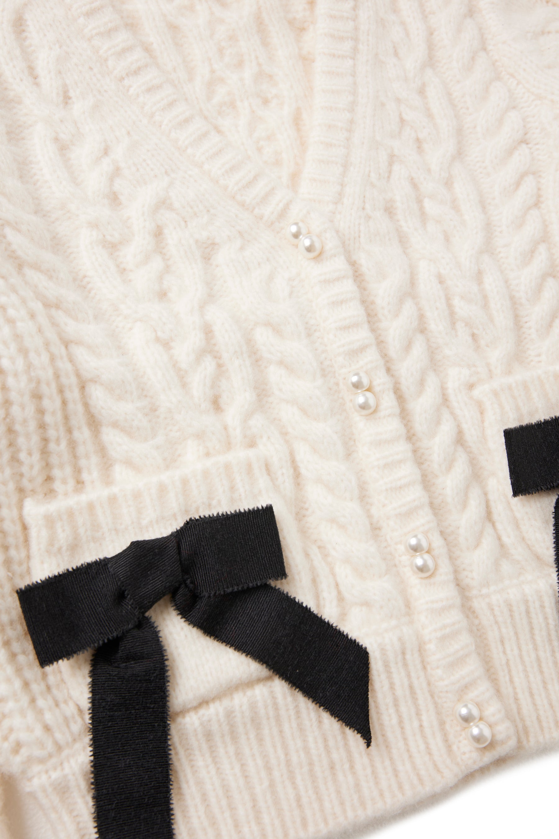 Herlipto Double Bow Cable Knit Cardigan - カーディガン