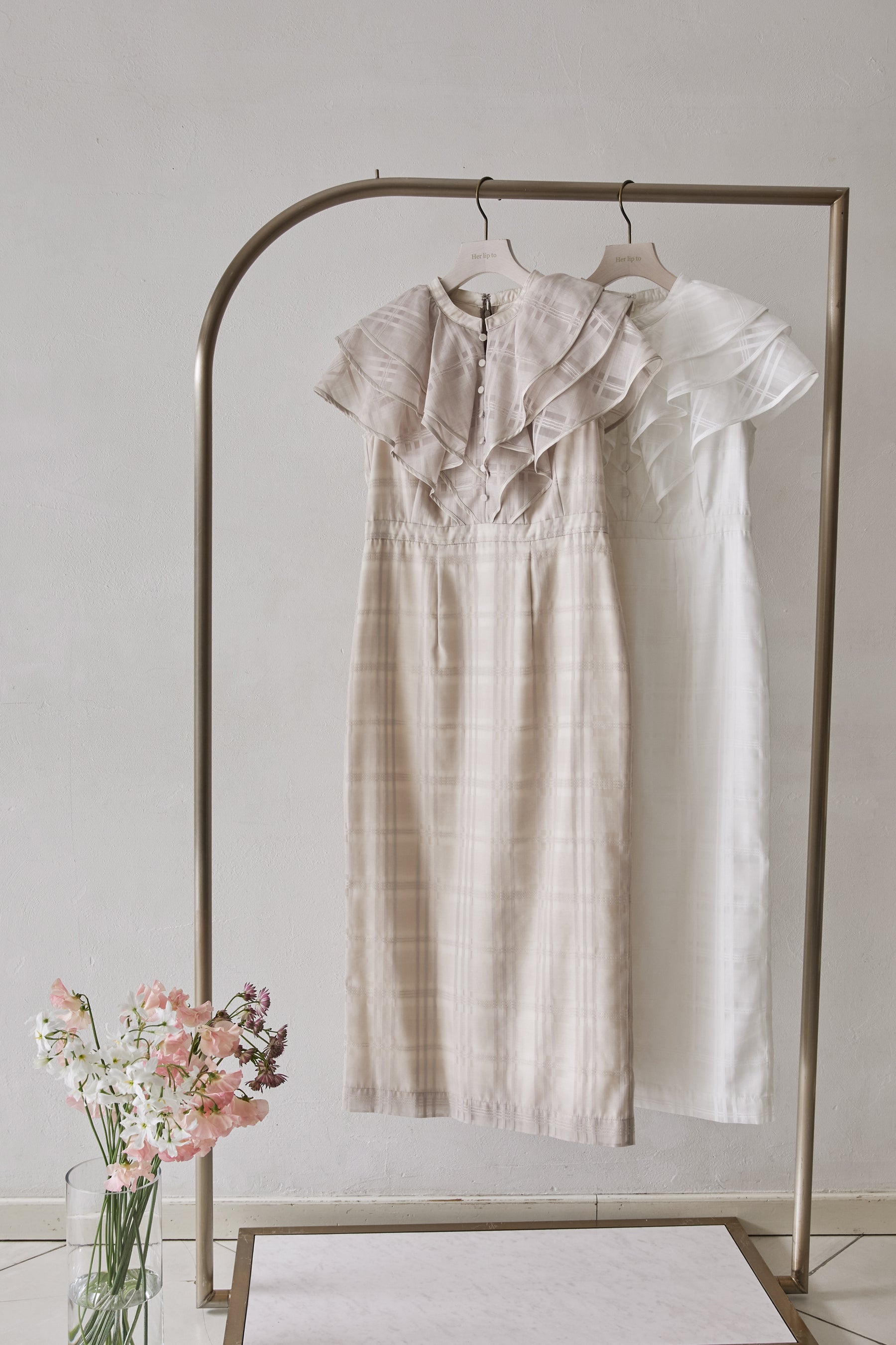 2022公式店舗 Herlipto Ruffled Check Organza Dress レディース