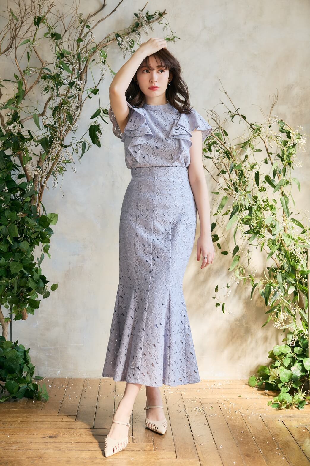 her lip to Floral Lace Mermaid Skirt 【M】ウエスト69cm - ロング