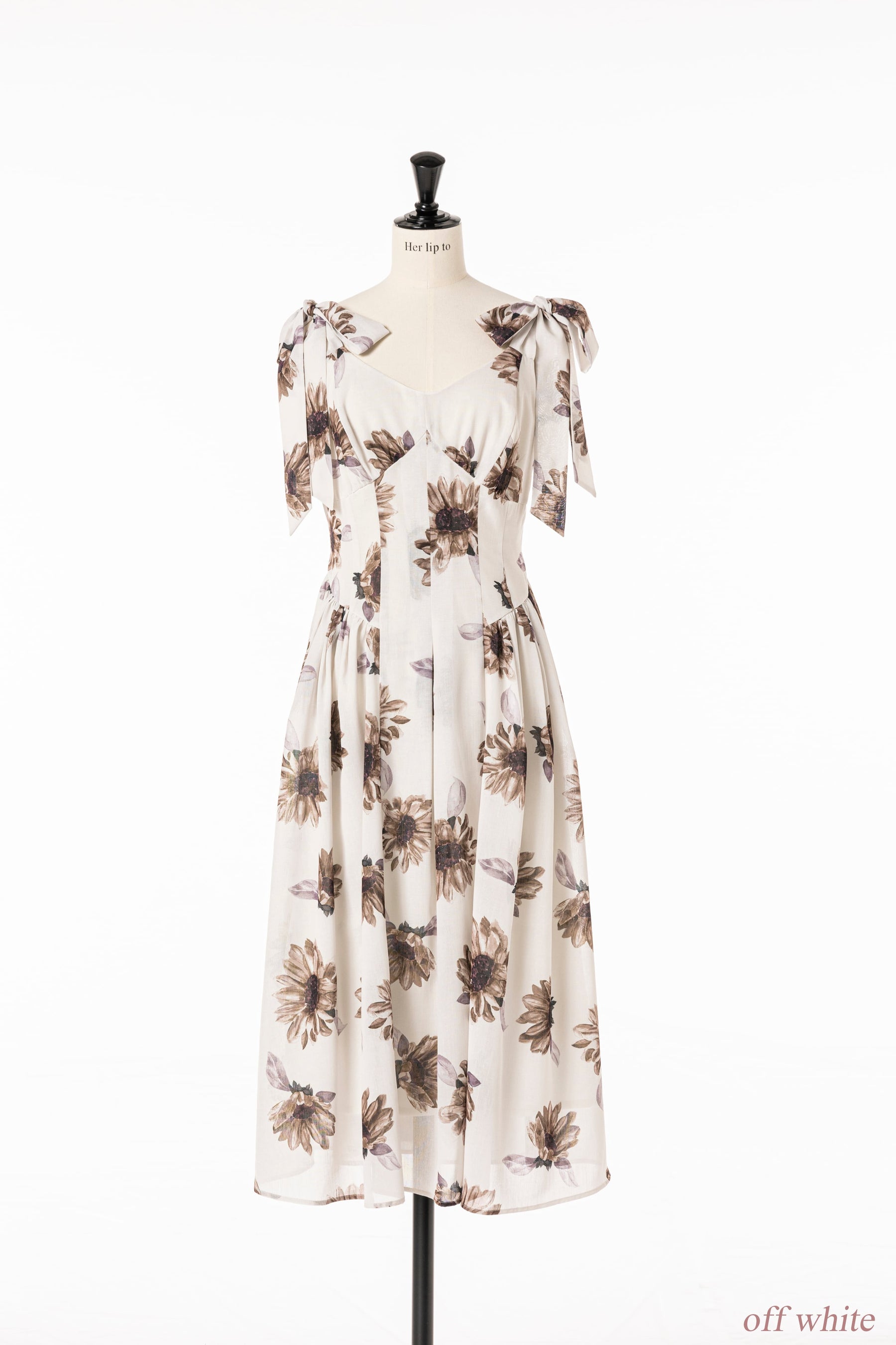 新色】Sunflower-Printed Midi Dress