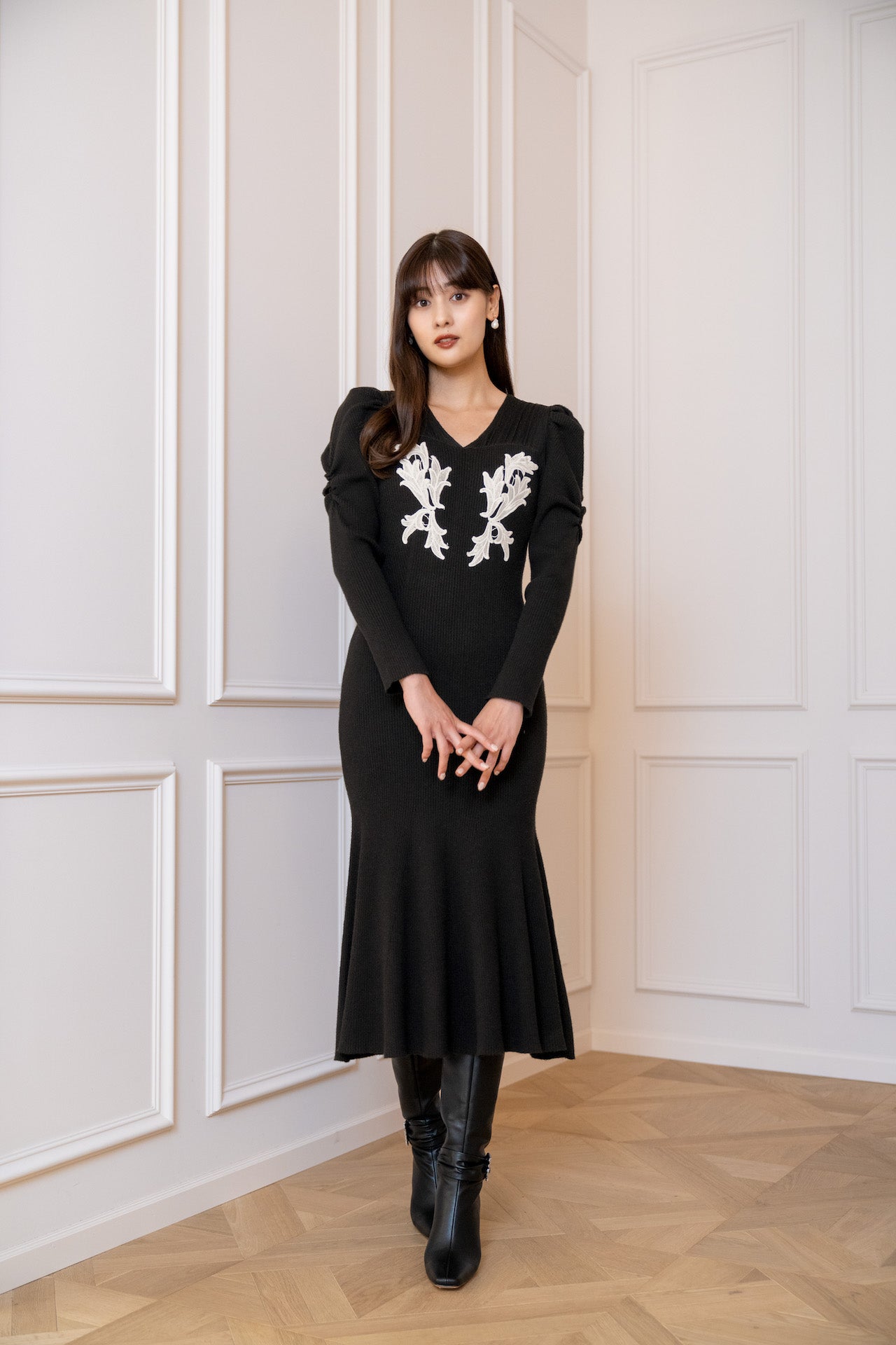 Lily Lace Knit Midi Dress herliptoワンピース - ロングワンピース ...