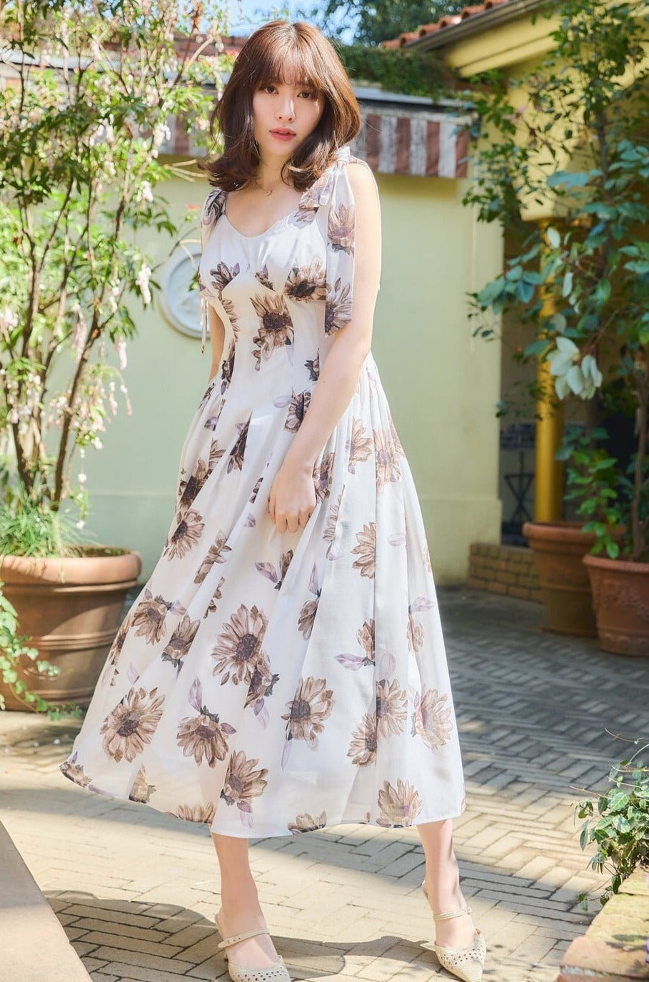 新品 未使用 Sunflower-Printed Midi DressSsize - ロングワンピース ...