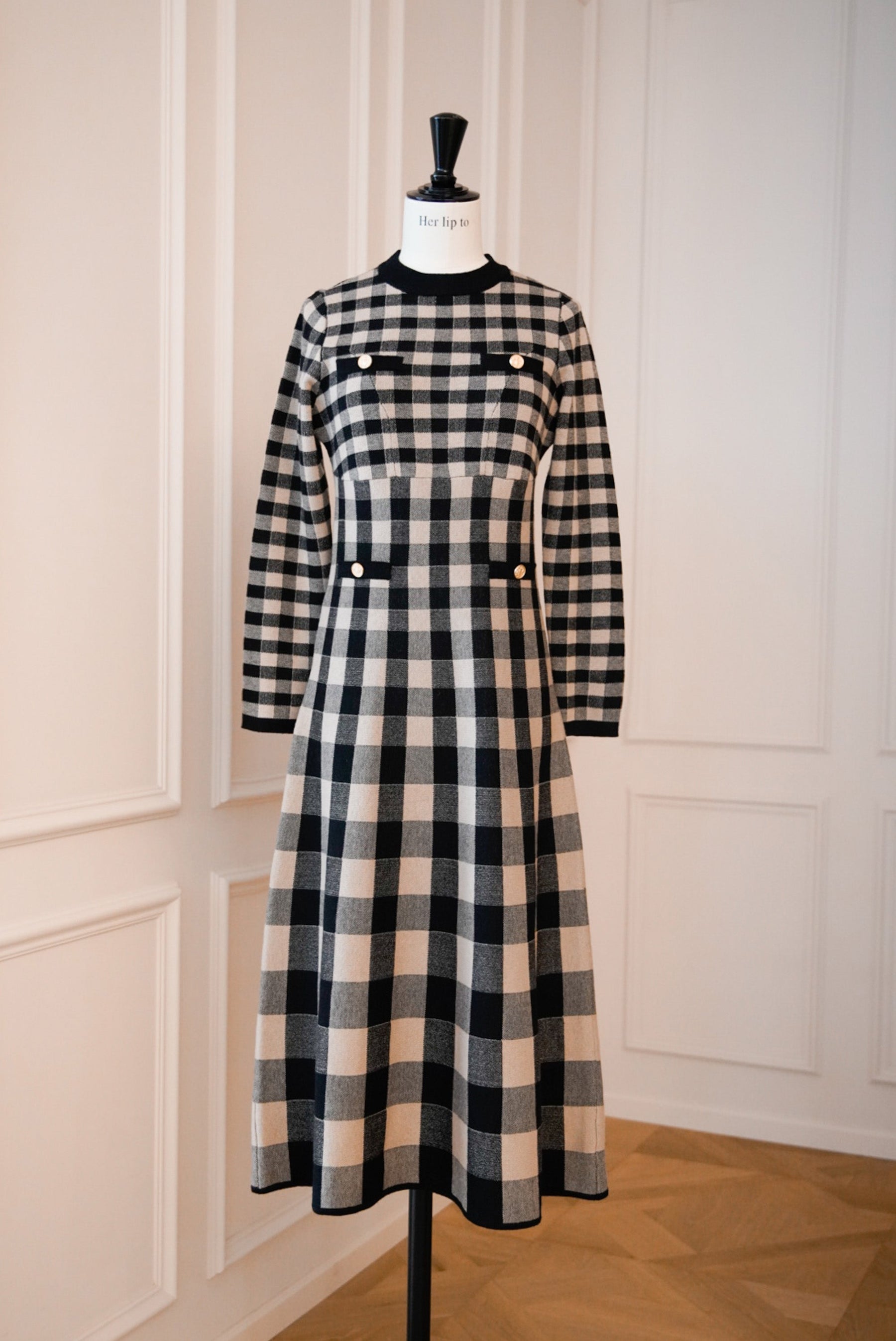 ロングワンピースHerlipto Plaid Jacquard Knit Dress