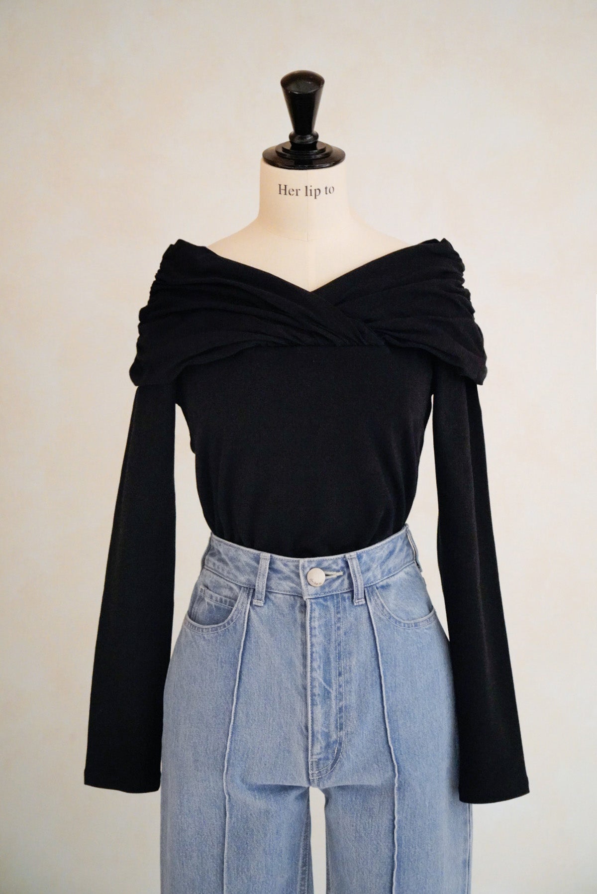 2Way Shoulder Ruched Top herlipto - ニット/セーター