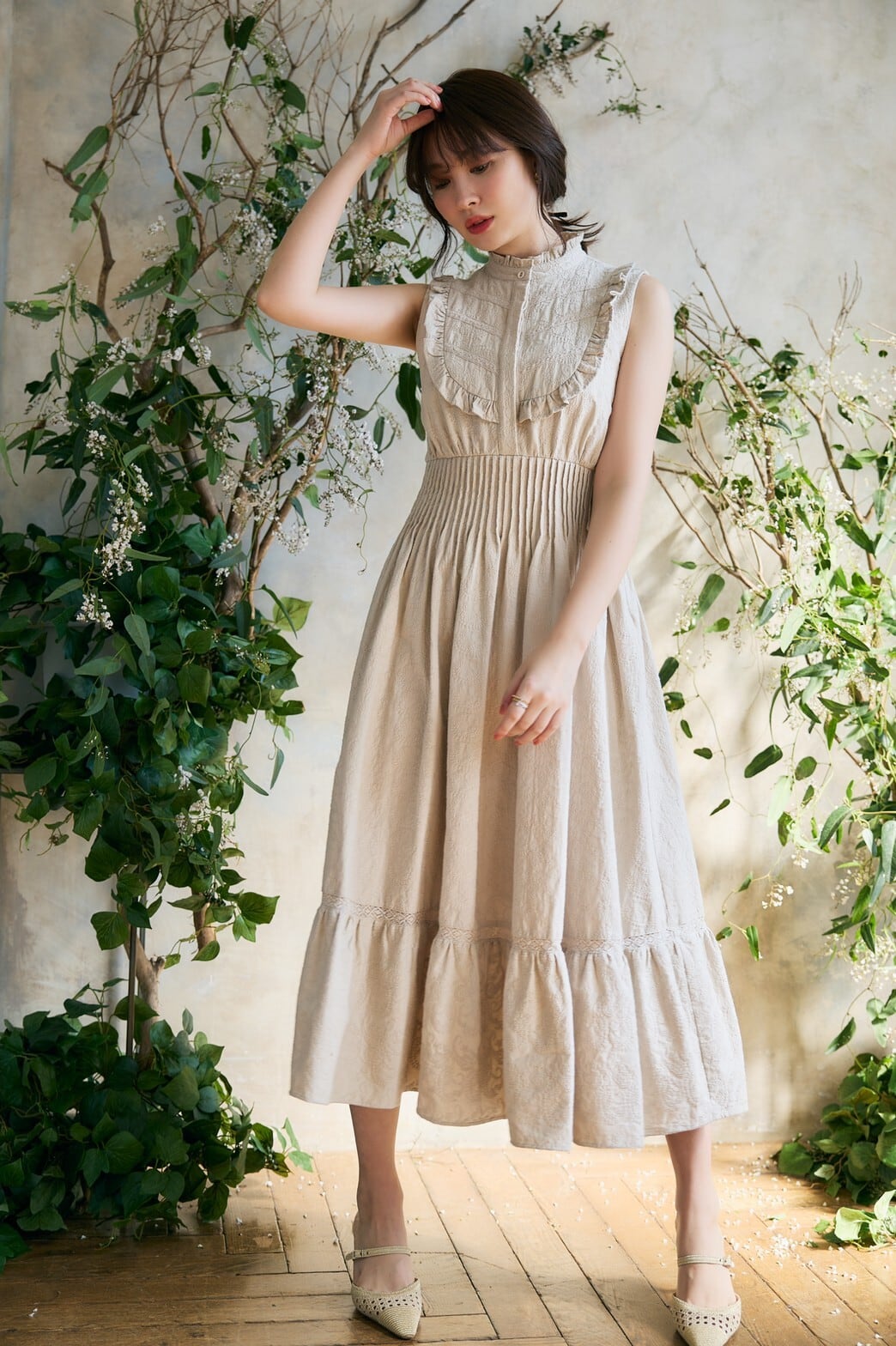 素材表地Paisley Cotton Lace Long Dress