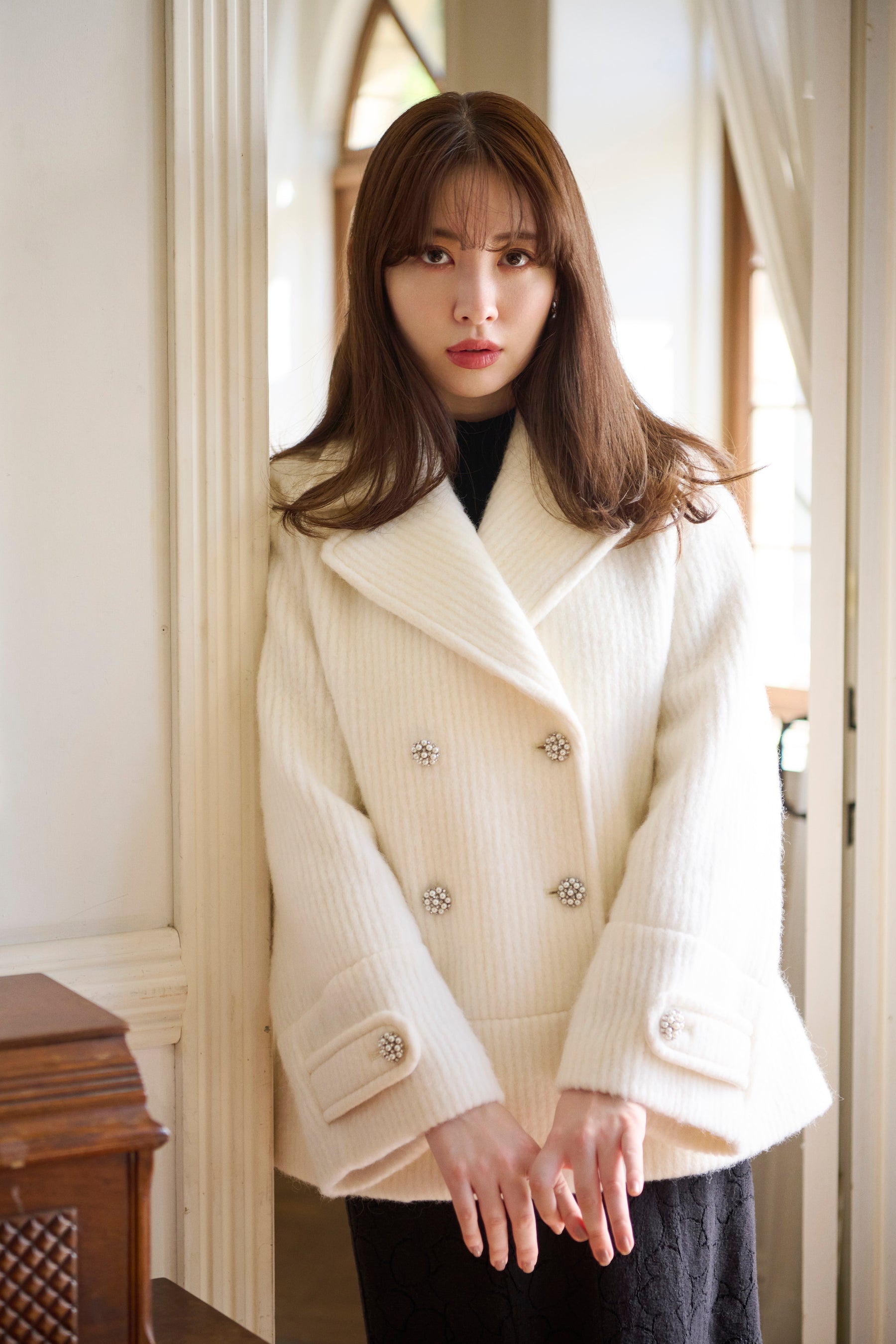 herlipto Odette Wool-Blend Coat （wht m）-