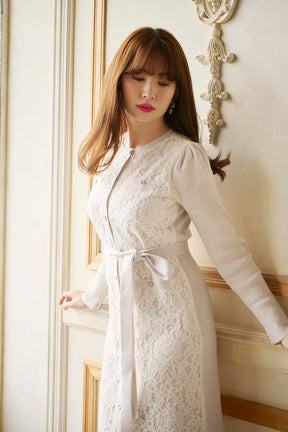 herlipto Victoria Lace Belted Knit Dress