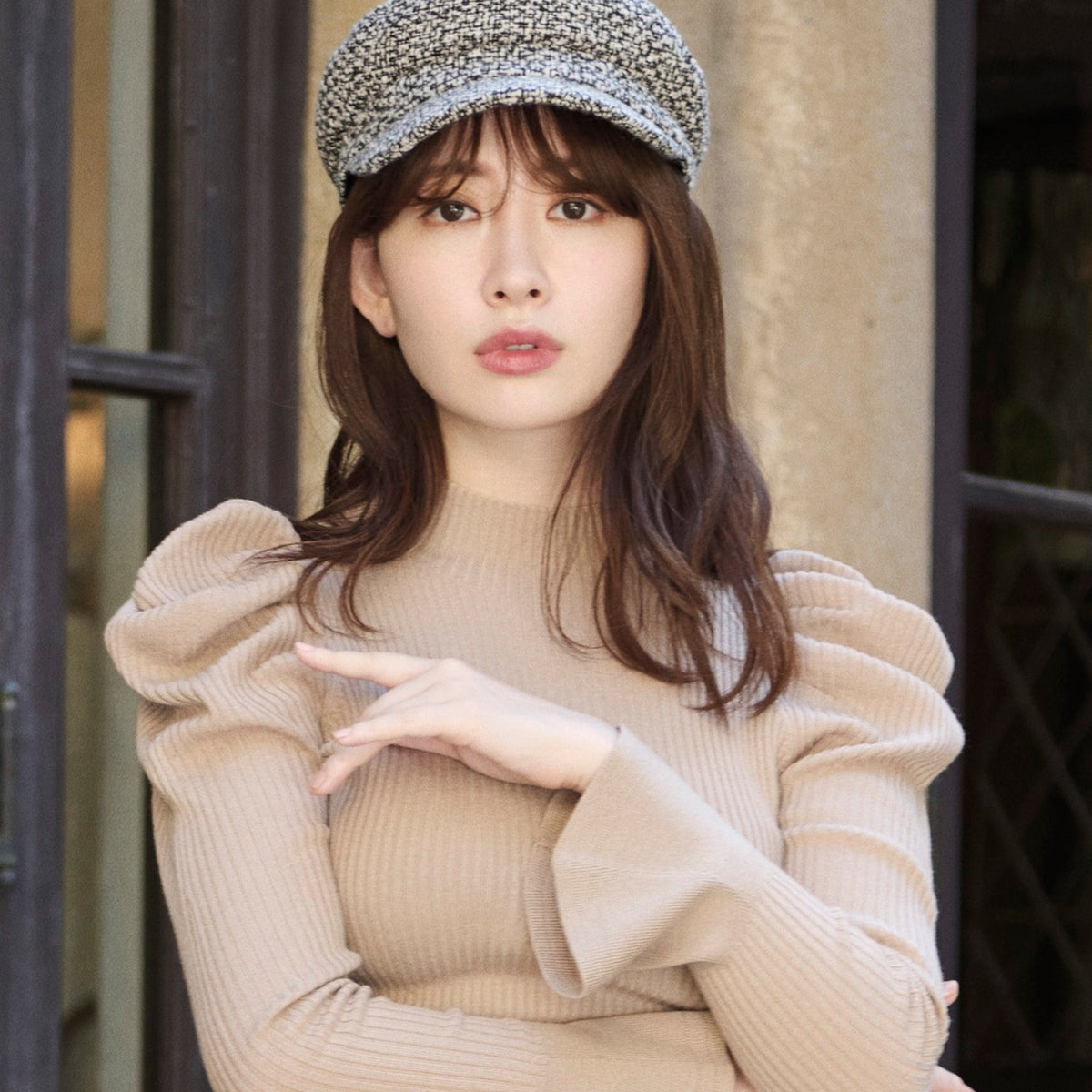 Back Ribbon Tweed Casquette
