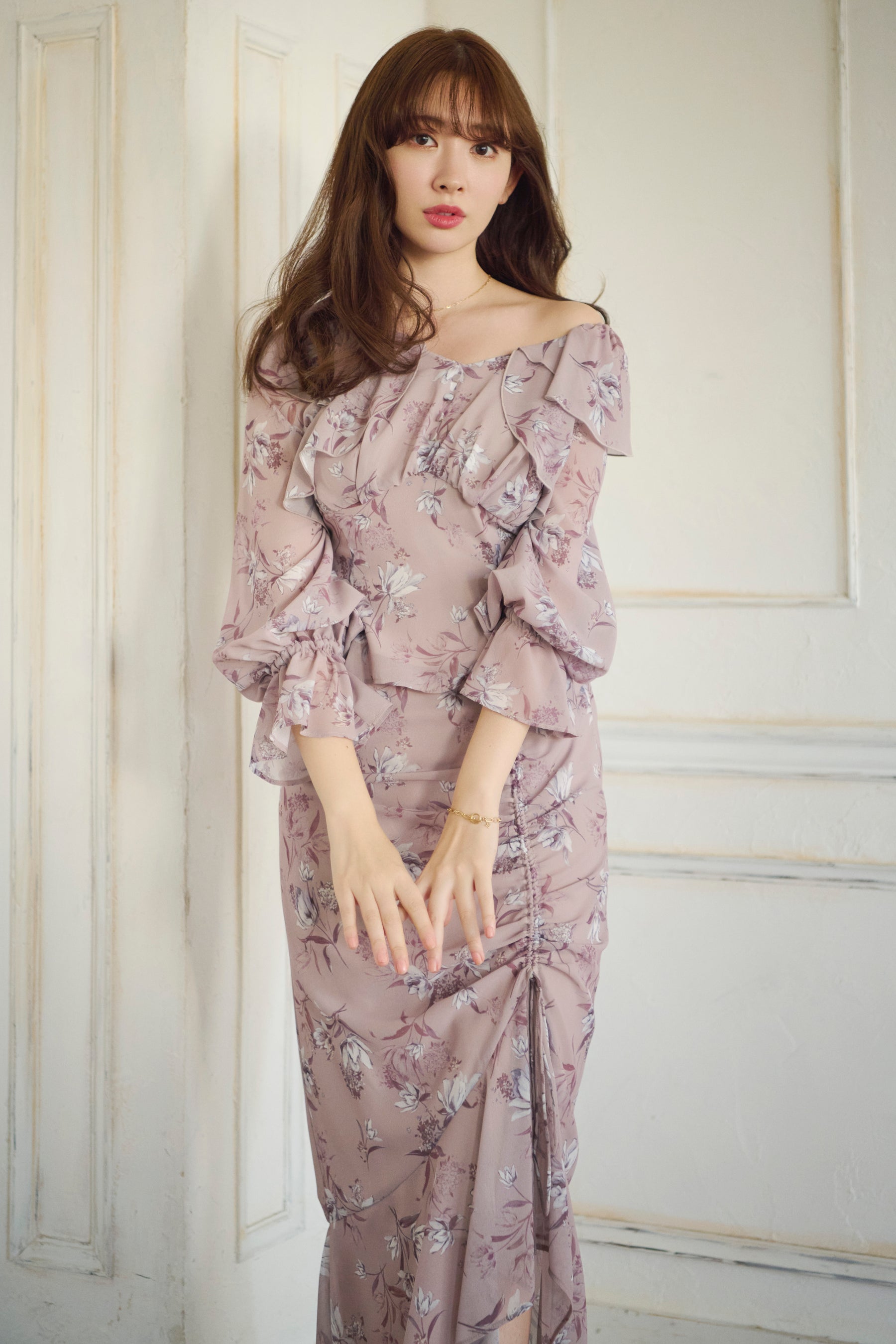 herlipto ♡ Gentiana Print Frill Set Up-