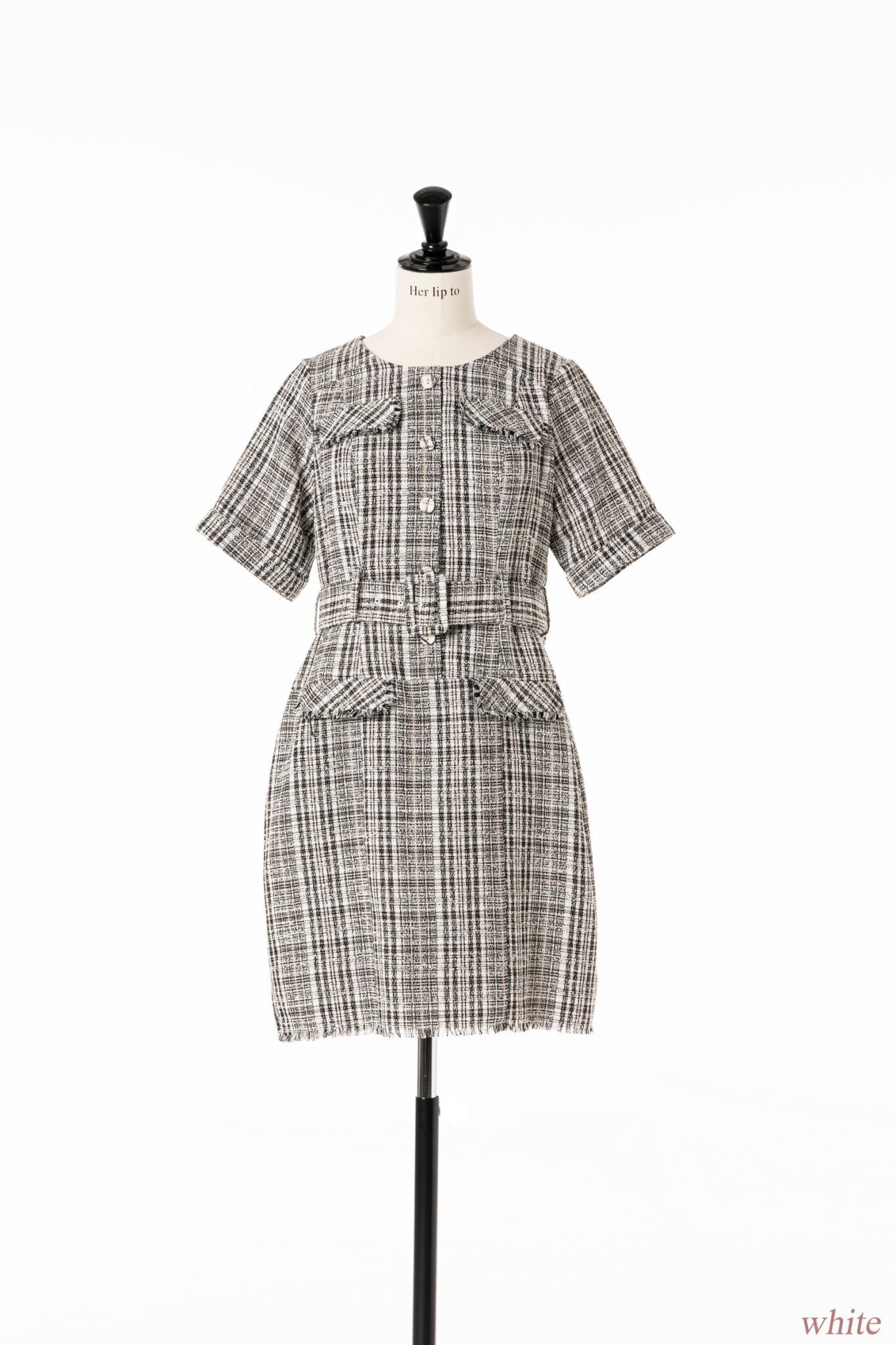 Her lip to Classic Tweed Dress ツイード 未使用 日本正規代理店です