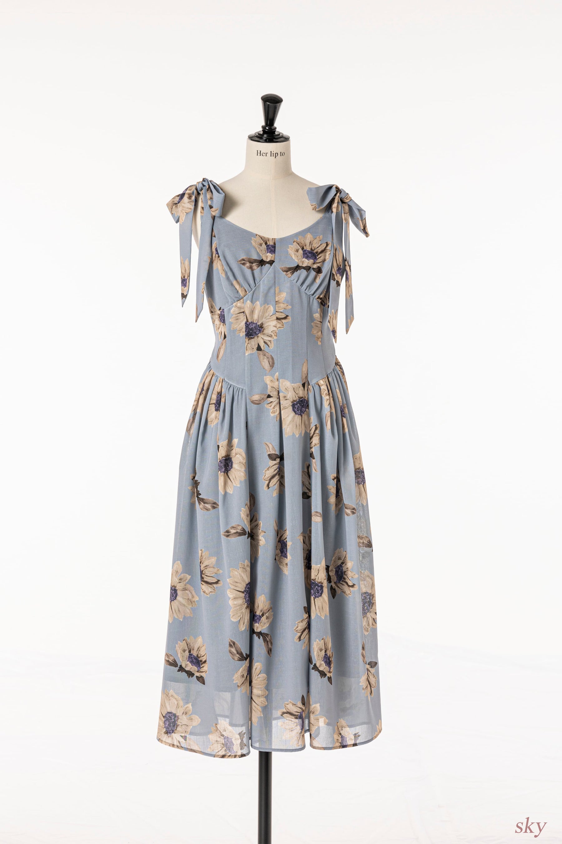 新色】Sunflower-Printed Midi Dress