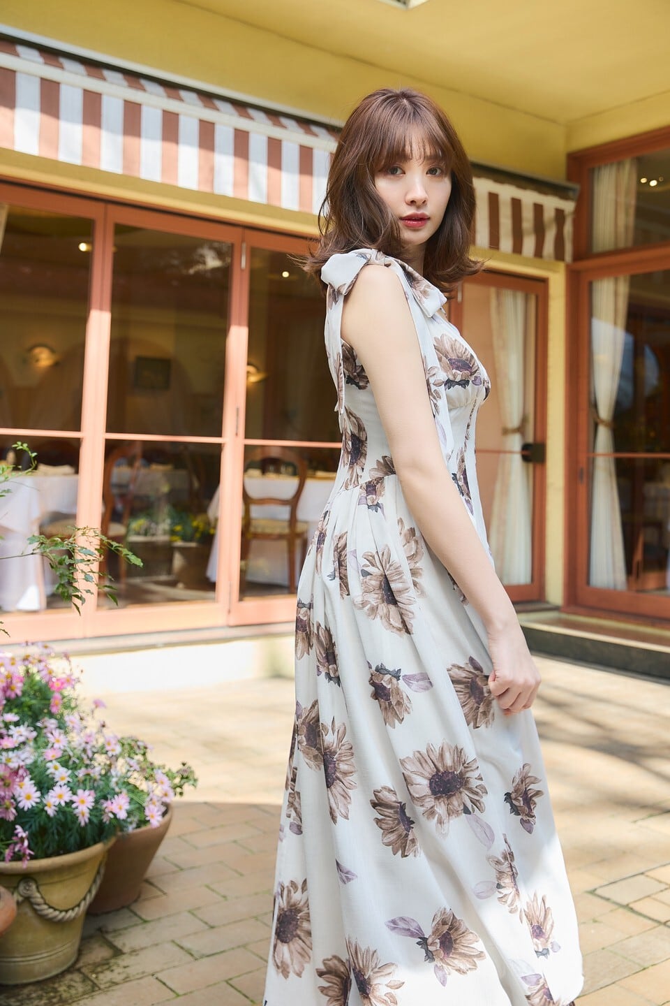 her lip to Sunflower-Printed Midi Dressレディース - ロングワンピース