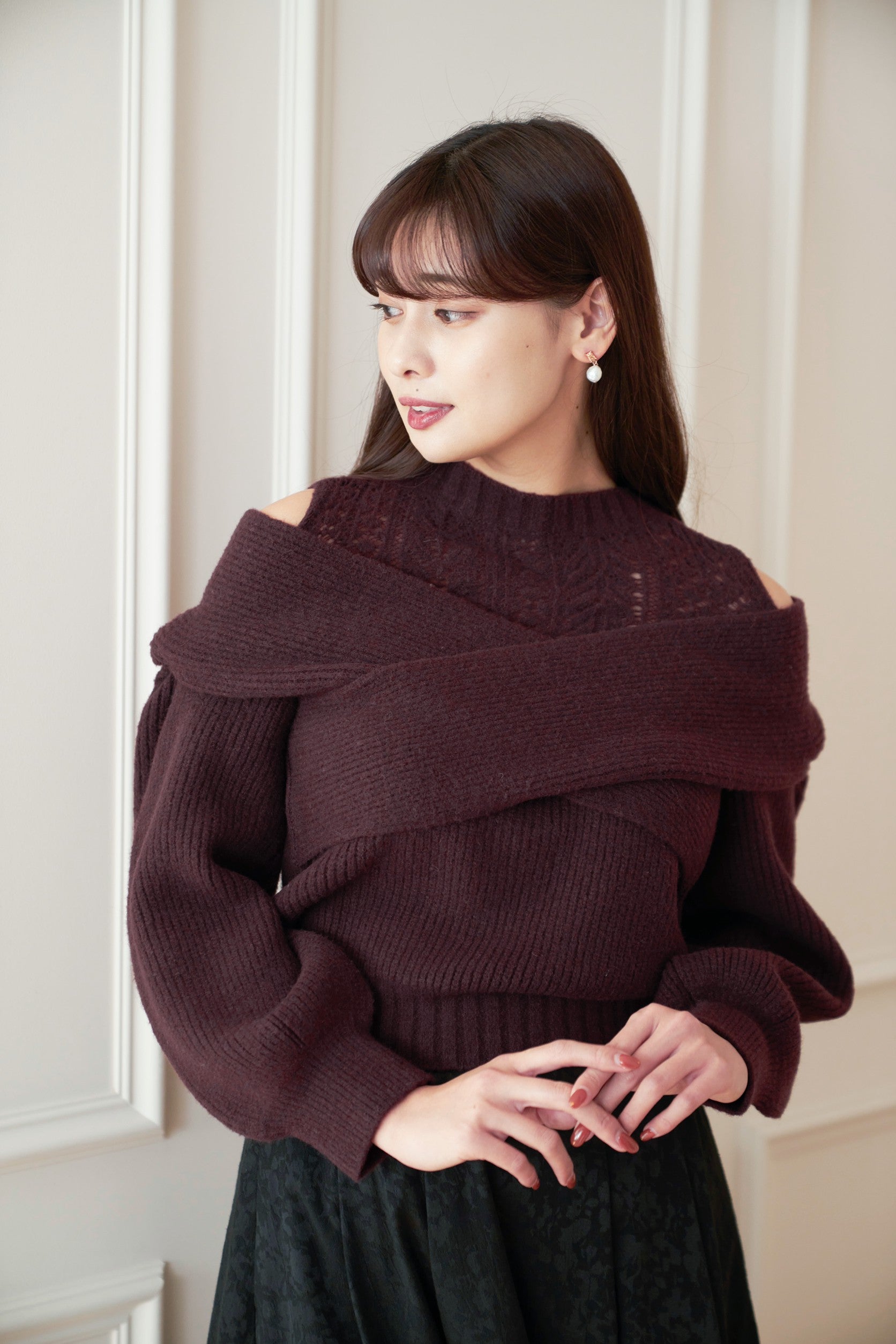 herlipto Madeline 2Way Knit Pullover ピンク-
