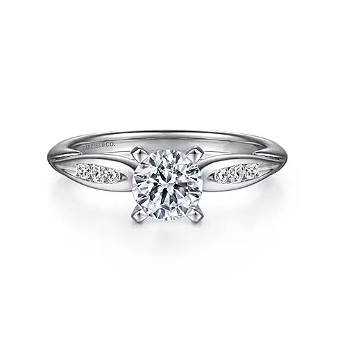 Quinn-14K White Gold Round Diamond Engagement Ring