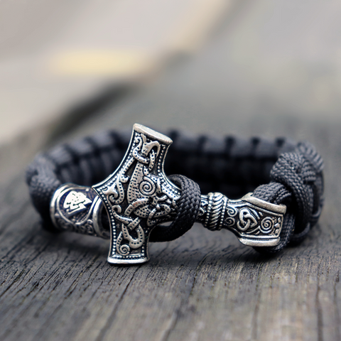 Mjolnir Thor's Hummer Viking Leather Bracelet