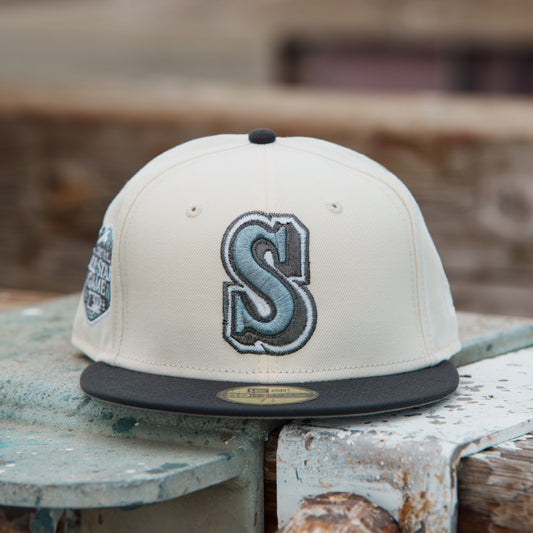 Seattle Mariners New Era Chrome White/Navy Bill And Gray Bottom With  Kingdome Patch On Side 59FIFTY Fitted Hat