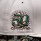 EXCLUSIVE NEW ERA 59FIFTY BALTIMORE ORIOLES MLB 50TH ANNIVERSARY CHROME WHITE / KELLY GREEN UV FITTED CAP