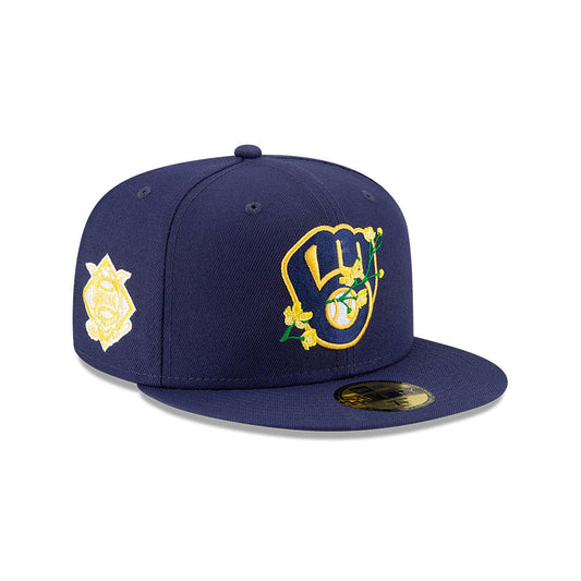 Milwaukee Brewers Light Navy A Gold County Stadium New Era 59Fifty