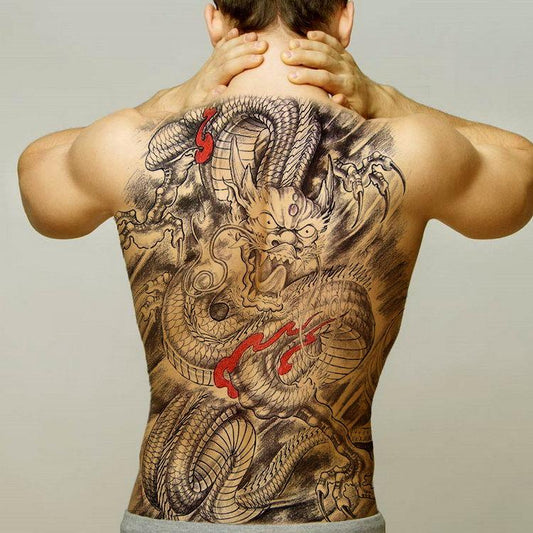 samurai fighting dragon tattoo