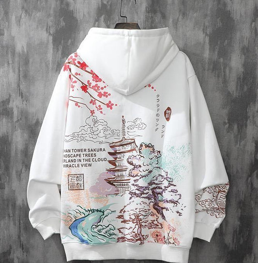 Japanese Hoodie Crane Print – Japanese Oni Masks