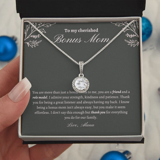 Step Mom Bonus Mom Necklace Gift from Son, Step Mother Birthday