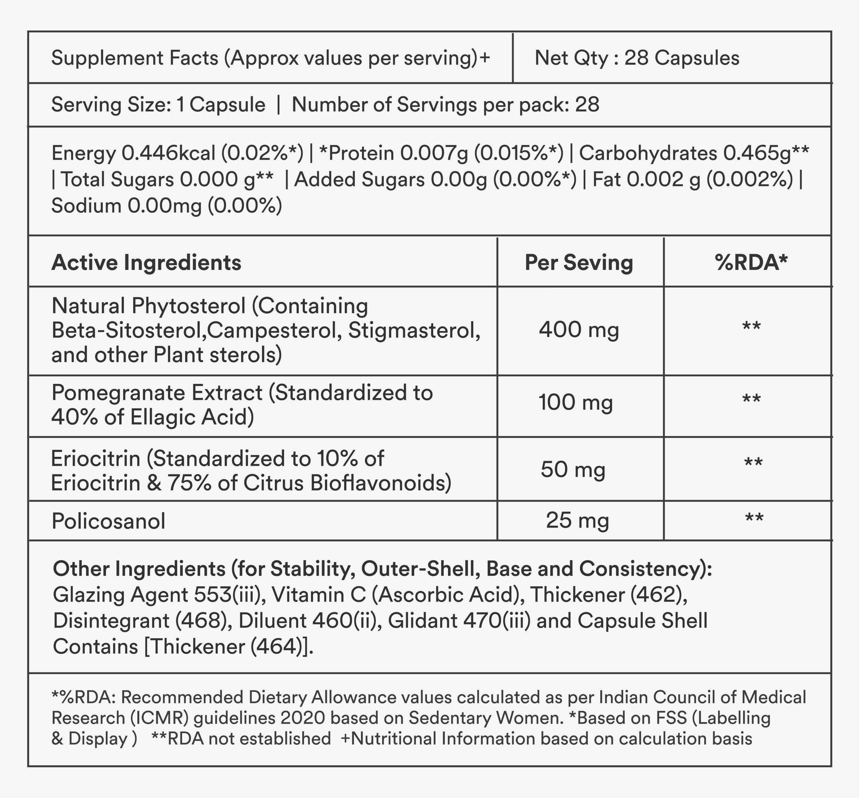 supplement facts and active ingredients table of origins nutra cholesterol aid capsules
