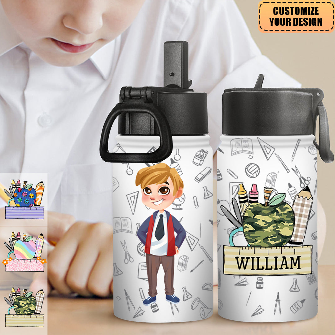 Kind Smart Loved - Personalized Kids Water Bottle With Straw Lid - callown