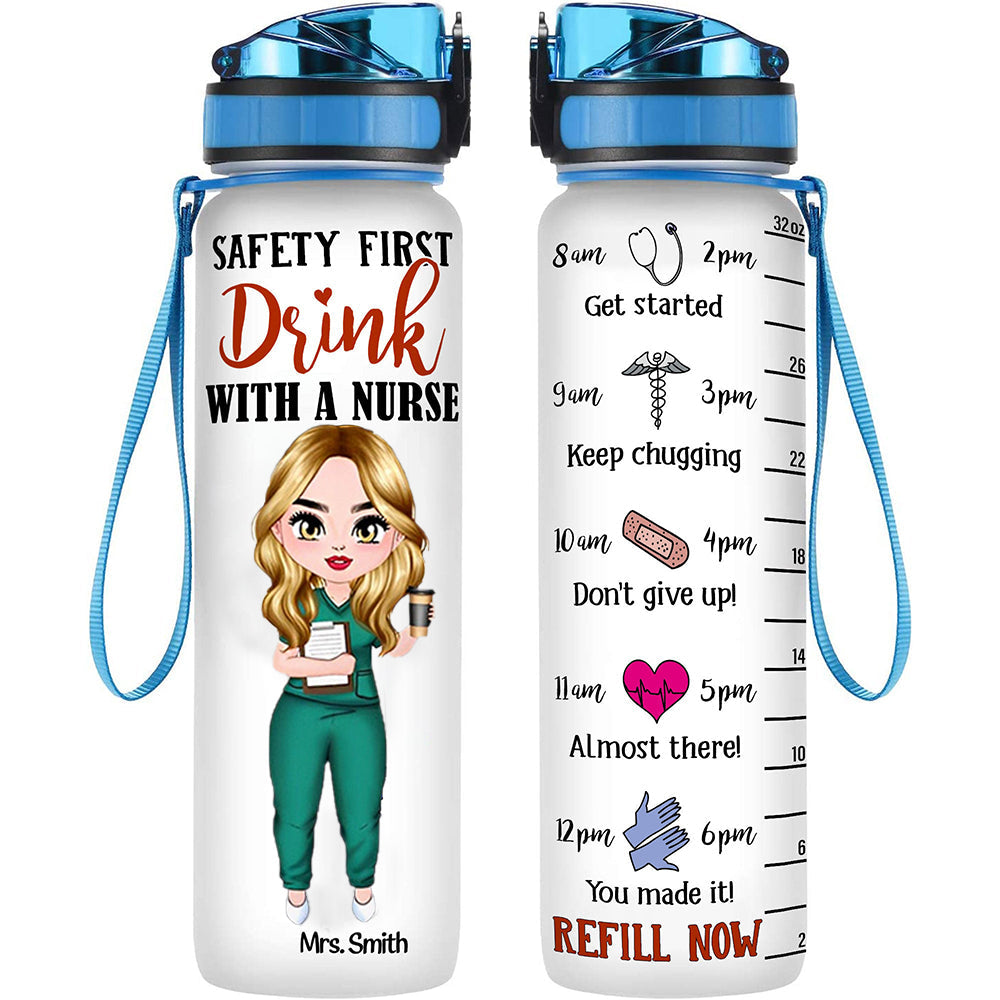 Cuptify Personalized Nurse Water Bottle Heart Stethoscope on 32 oz 1 Liter  Motivational Tracking with Time Marker Gift for Nurses RN