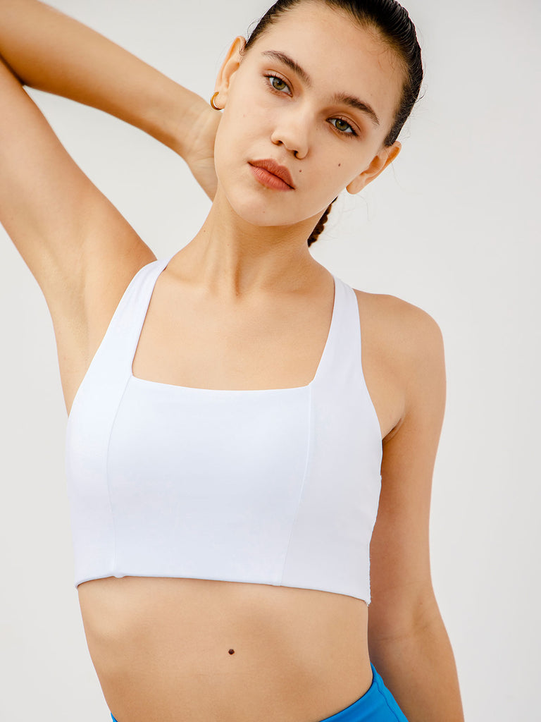 Square Neck Backless Sports Bra & Reviews - Beige - Sustainable